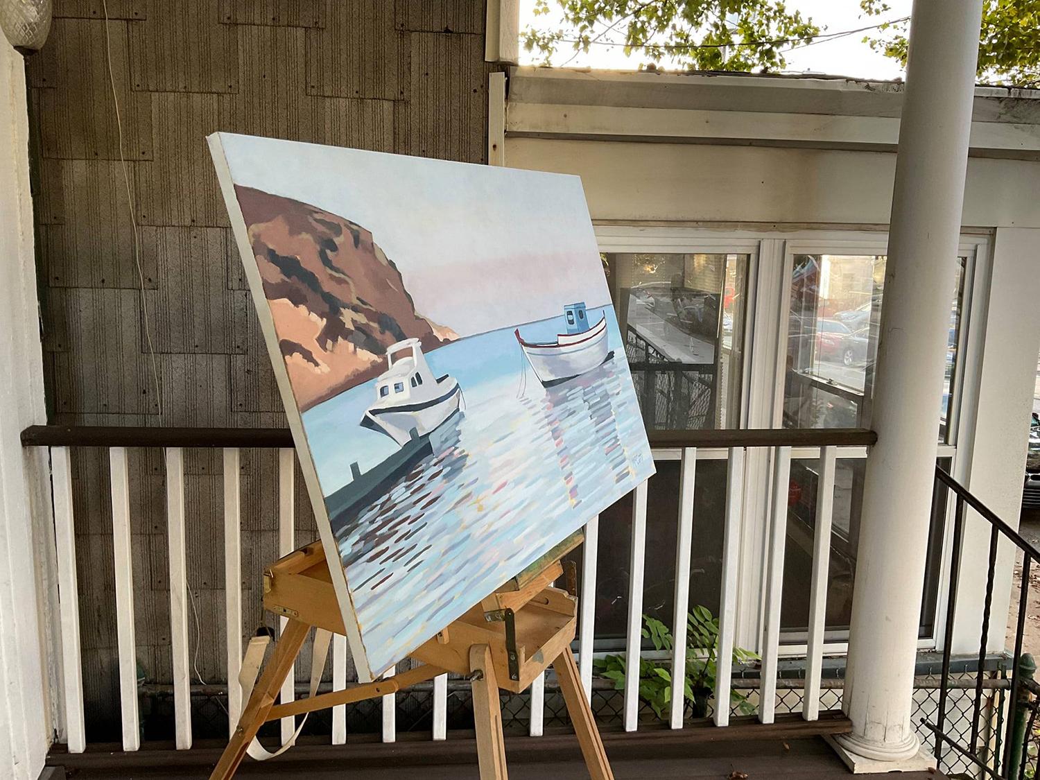 Zwei Boote, Ölgemälde (Abstrakter Impressionismus), Art, von Brian McCarty