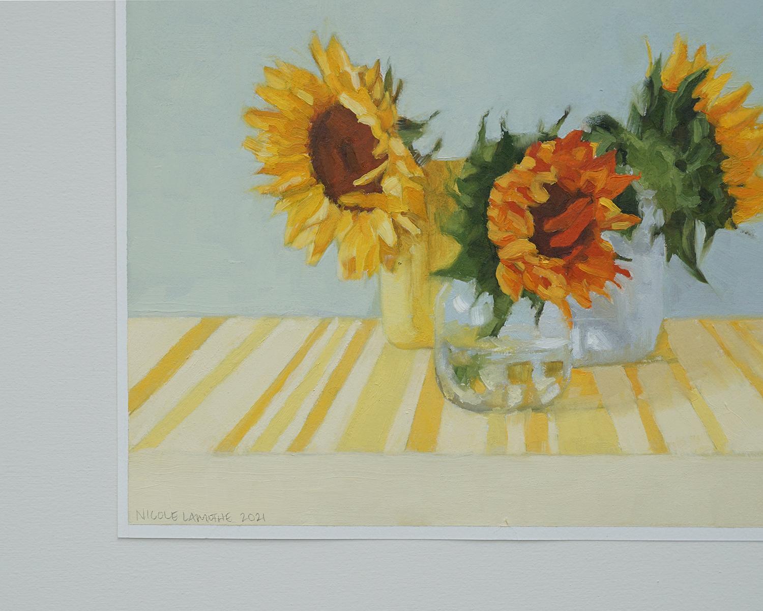 Peinture à l'huile - Tournesols à la lumière du soleil - Painting de Nicole Lamothe