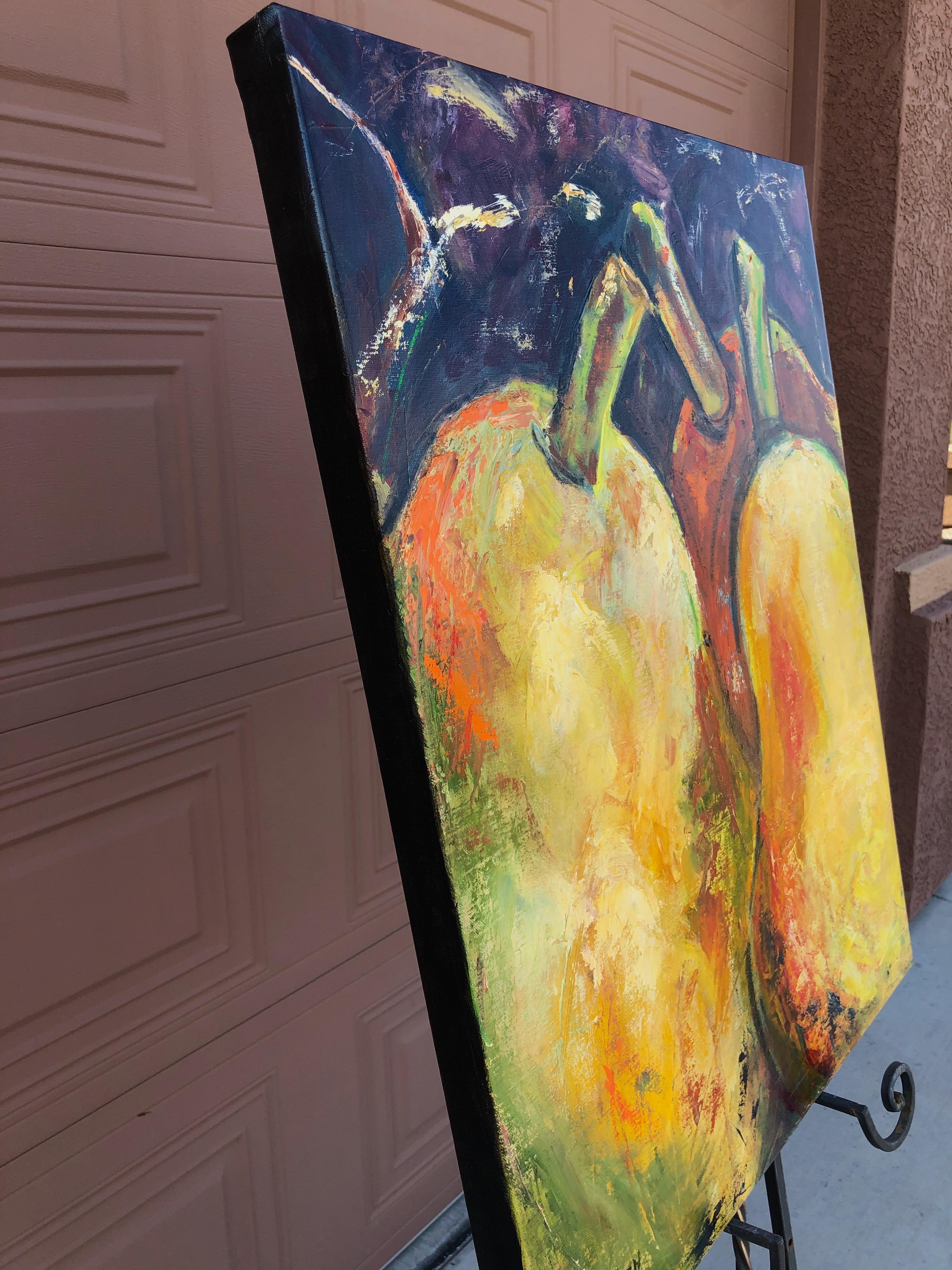 Trois poires, peinture à l'huile - Impressionnisme abstrait Art par Sharon Sieben