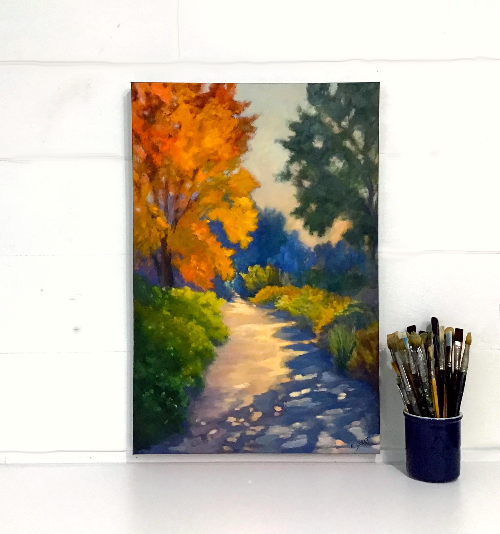 Passage d'automne, peinture à l'huile - Impressionnisme abstrait Painting par Elizabeth Garat