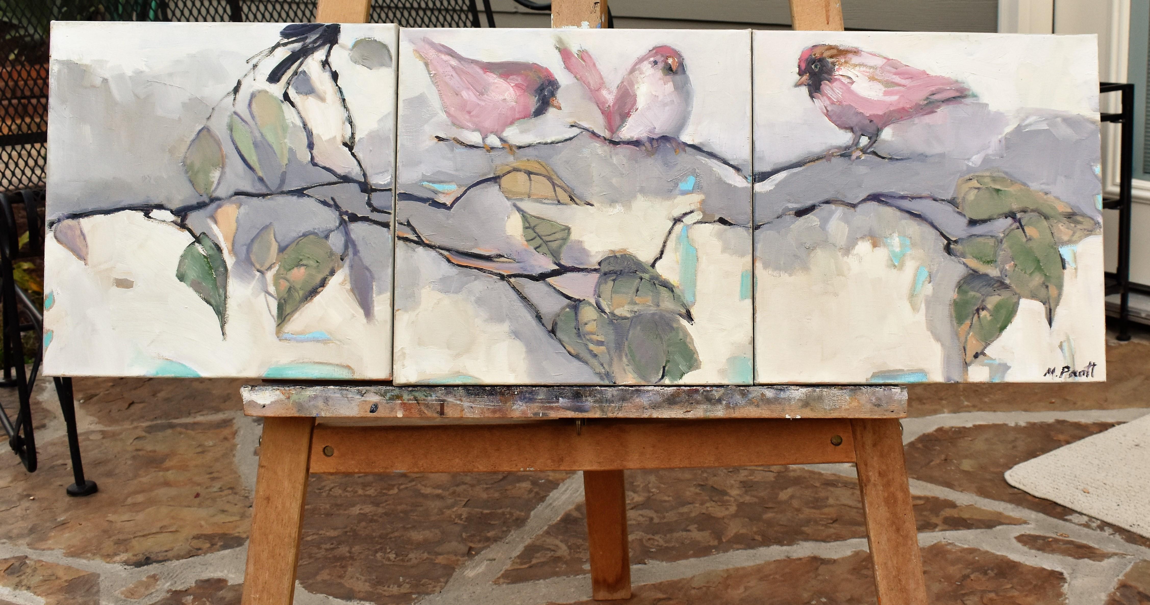 Pink Bird Club, Oil Painting - Gray Animal Painting by Mary Pratt