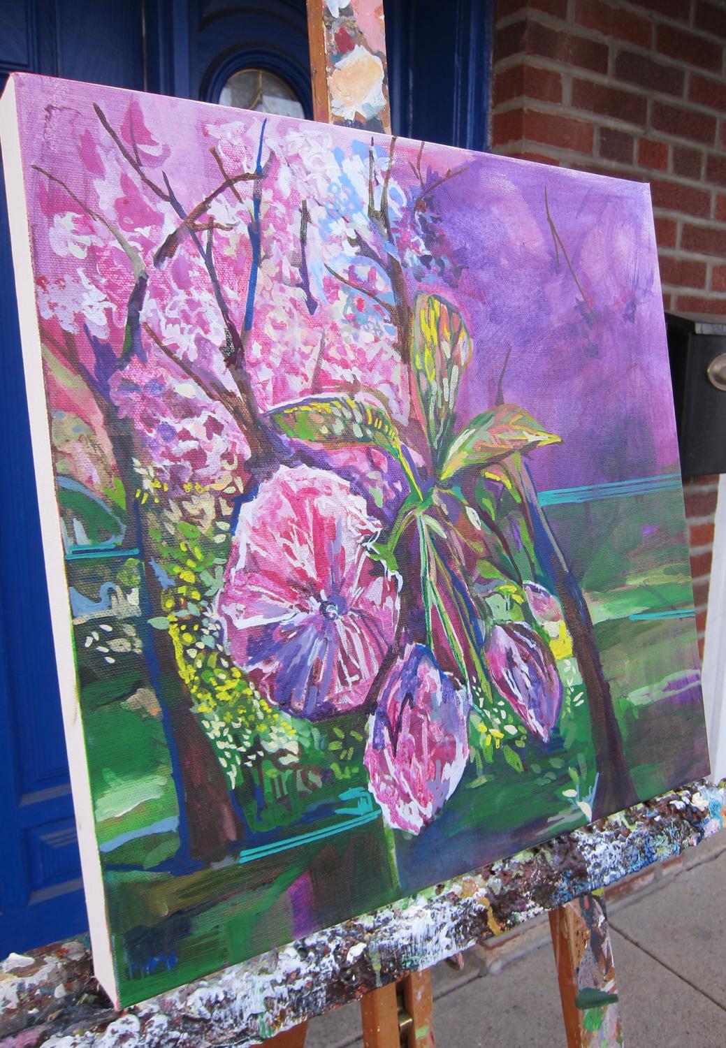 Blossom de soirée, peinture originale - Impressionnisme abstrait Art par Colette Wirz Nauke