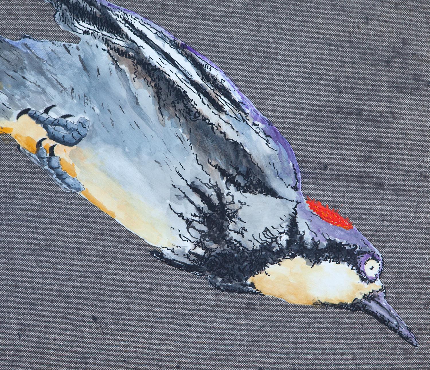 Diving Woodpeckers, Original Painting For Sale 1
