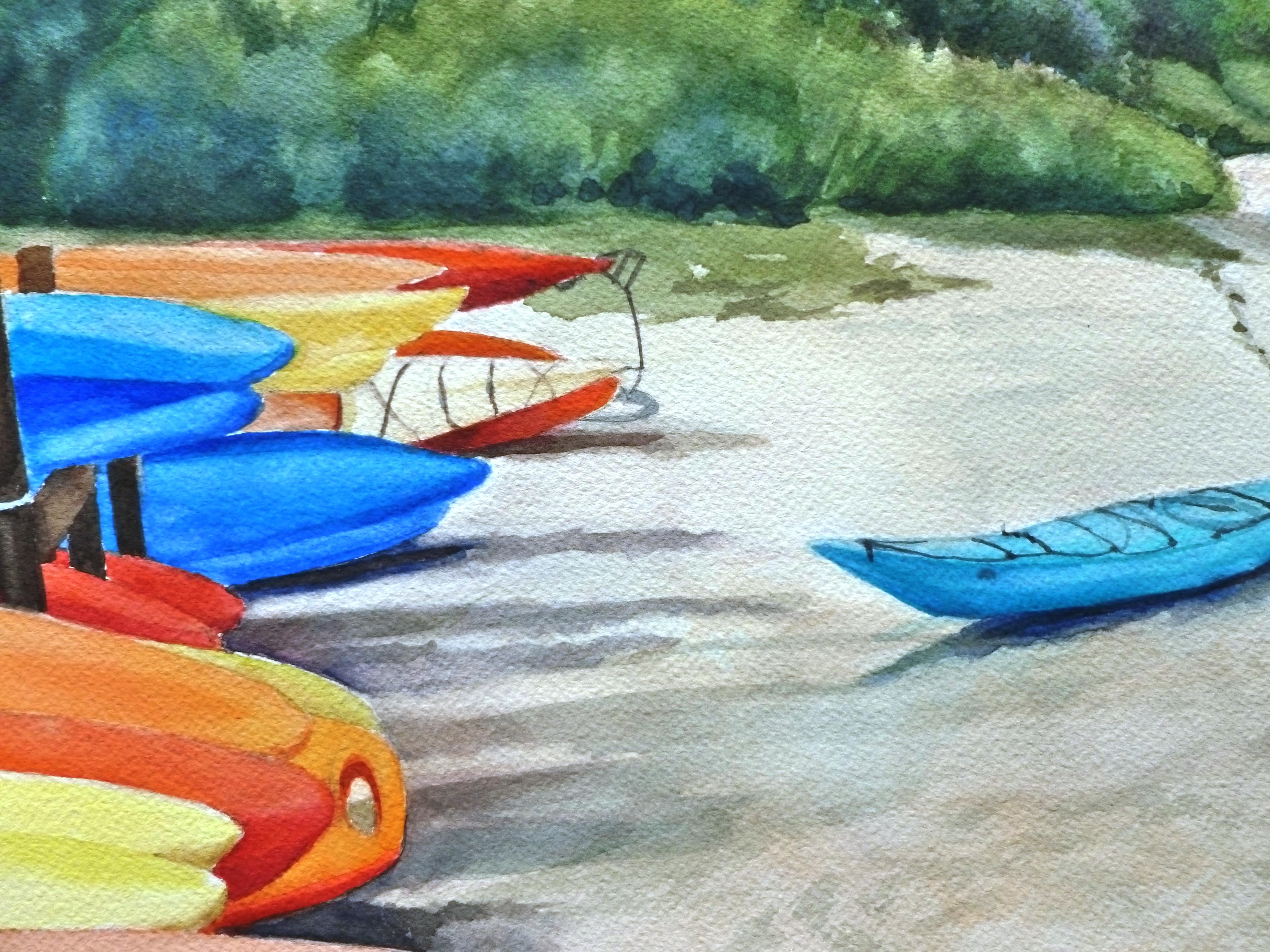 Kayaks, Originalgemälde im Angebot 1