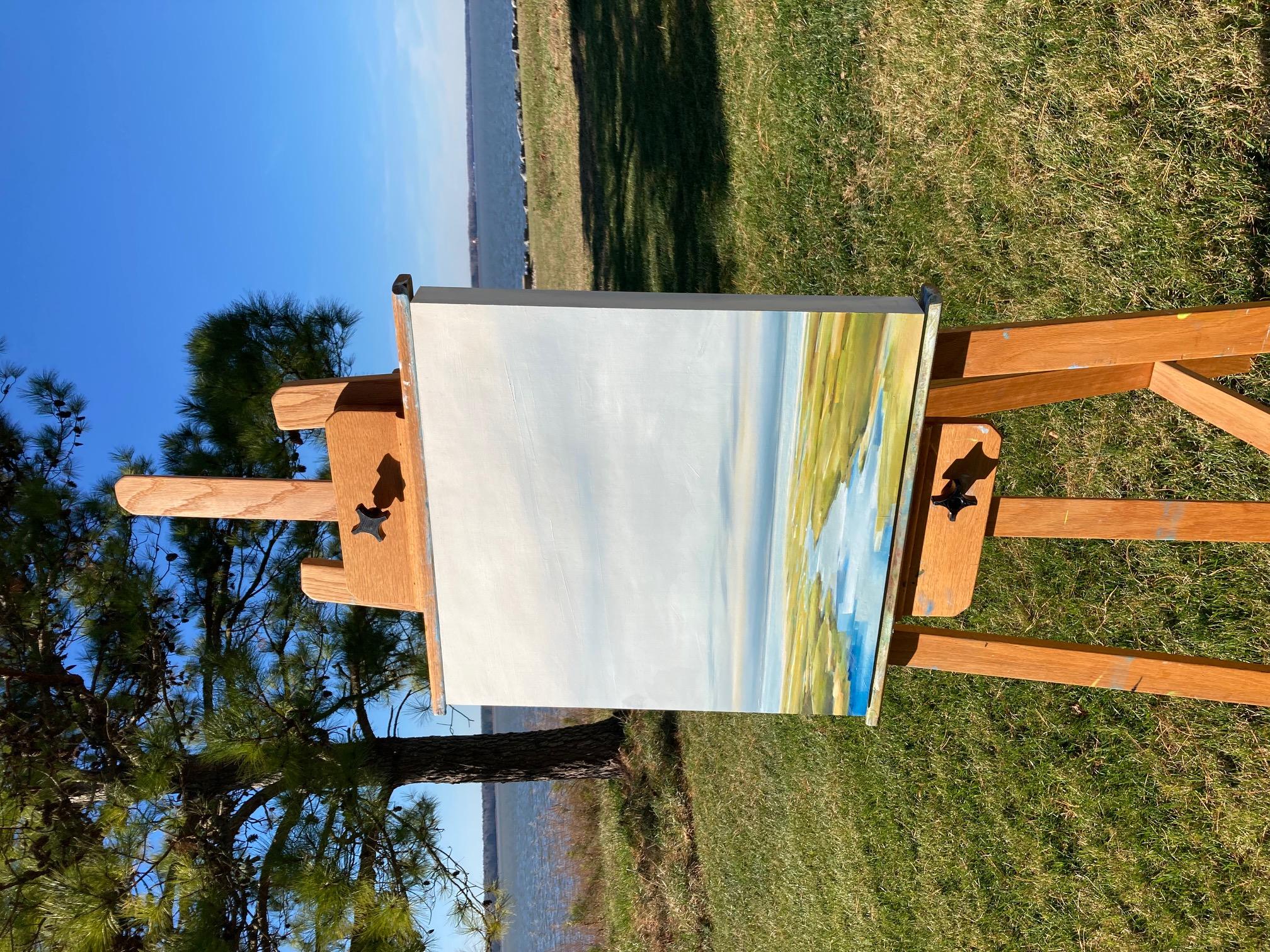 <p>Commentaires de l'artiste<br />Dans ce paysage marin impressionniste, l'artiste Nancy Jadatz présente un ruisseau sinueux se jetant dans une baie. Depuis le rivage, la scène s'ouvre davantage sur un vaste océan. Avec des jaunes doux et des bleus