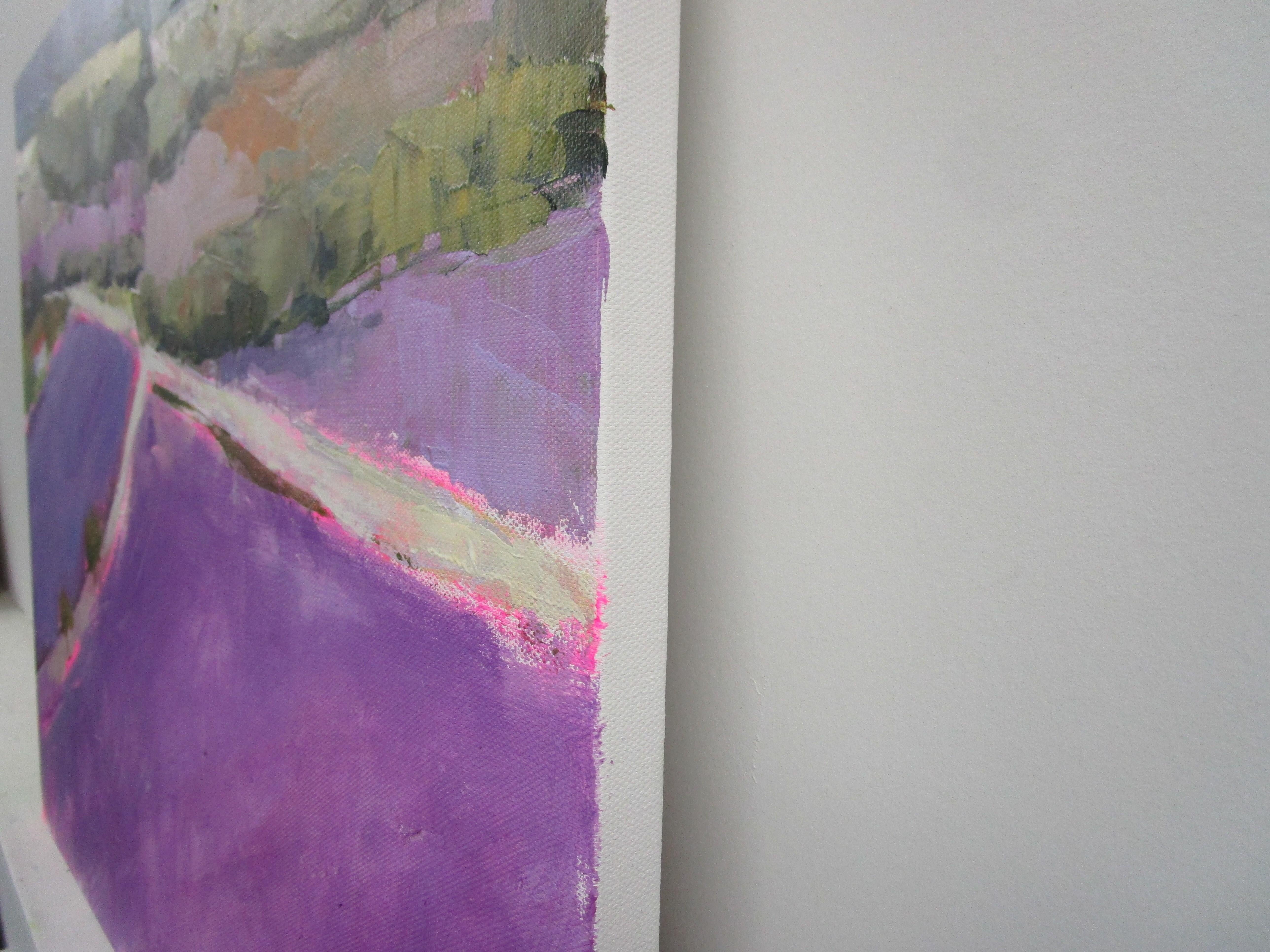 Lavendelfarbenes Bauernhaus, Provence, Originalgemälde (Abstrakter Expressionismus), Art, von Janet Dyer