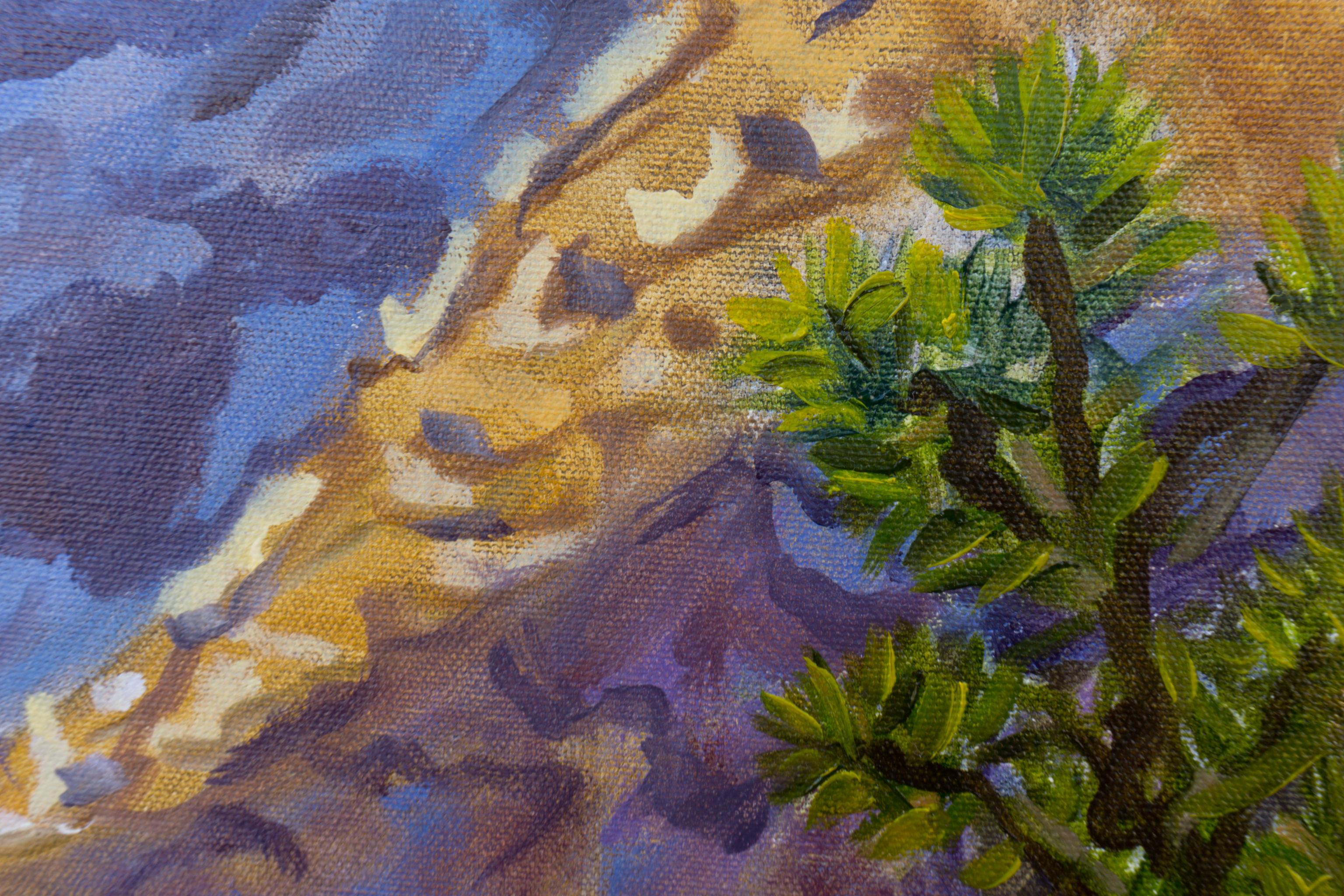 <p>Artist Comments<br>Artist Crystal DiPietro shares a spectacular mountain desert view from a camping and hiking trip to the Desert National Wildlife Refuge. Rendered en plein air, Crystal captured the sierra's golden summit as the sun sets, its
