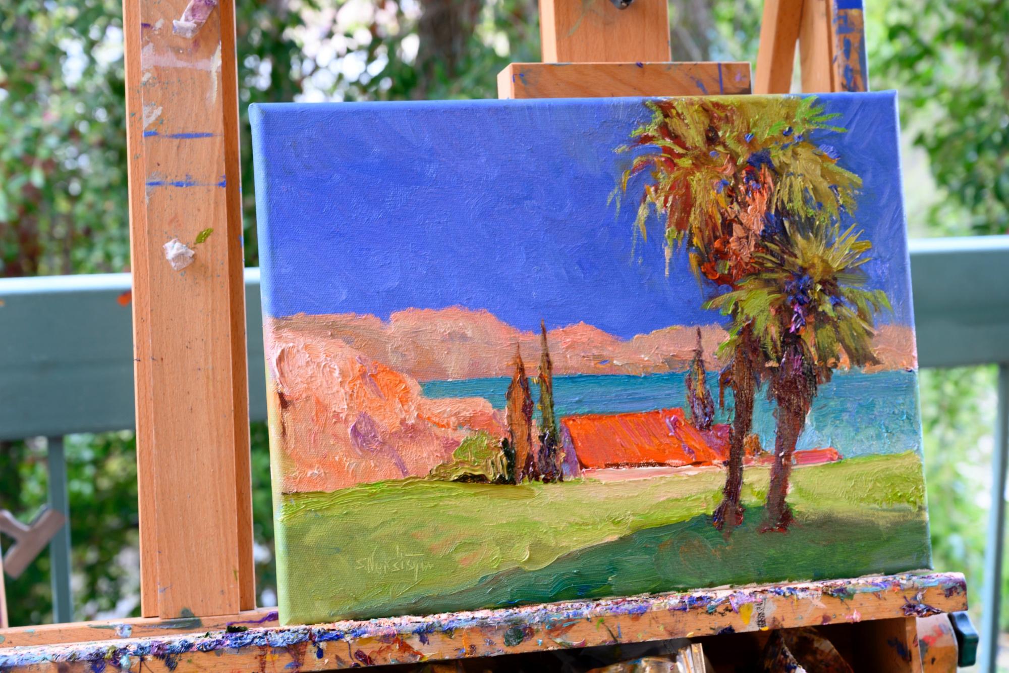 Paesaggio di Malibu, pittura a olio - Painting Impressionismo astratto di Suren Nersisyan
