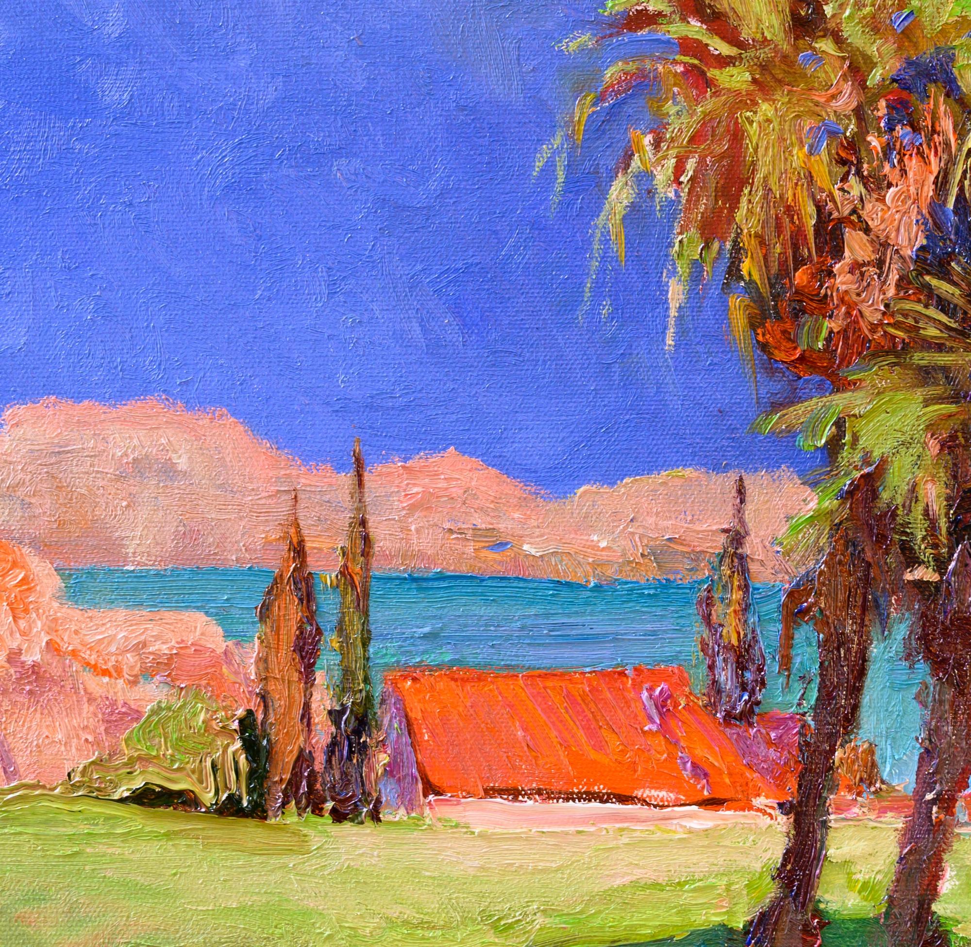 Paesaggio di Malibu, pittura a olio - Landscape Painting Marrone di Suren Nersisyan