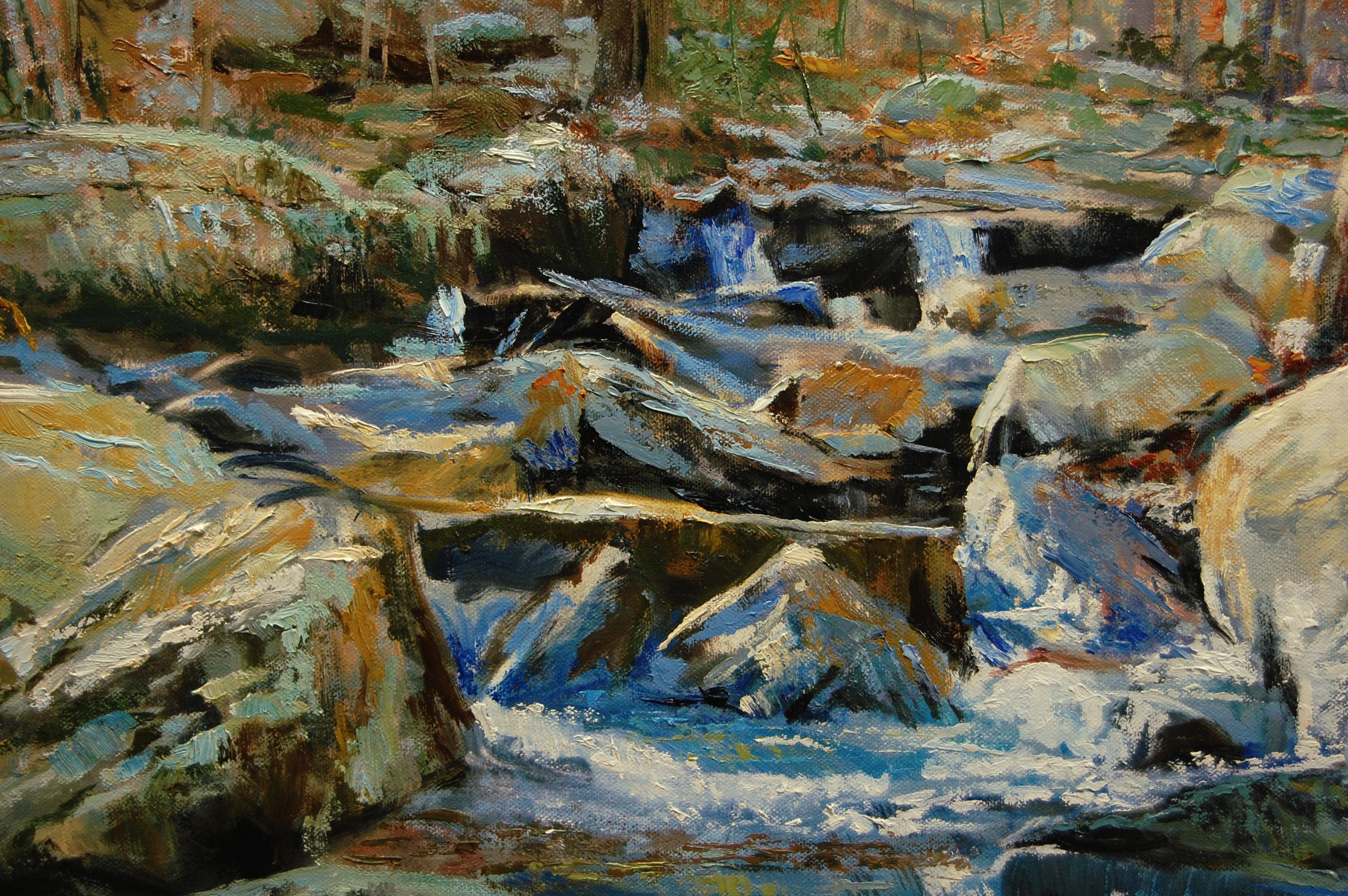 Fuera del camino, Pintura al óleo - Landscape Painting Gris de Onelio Marrero