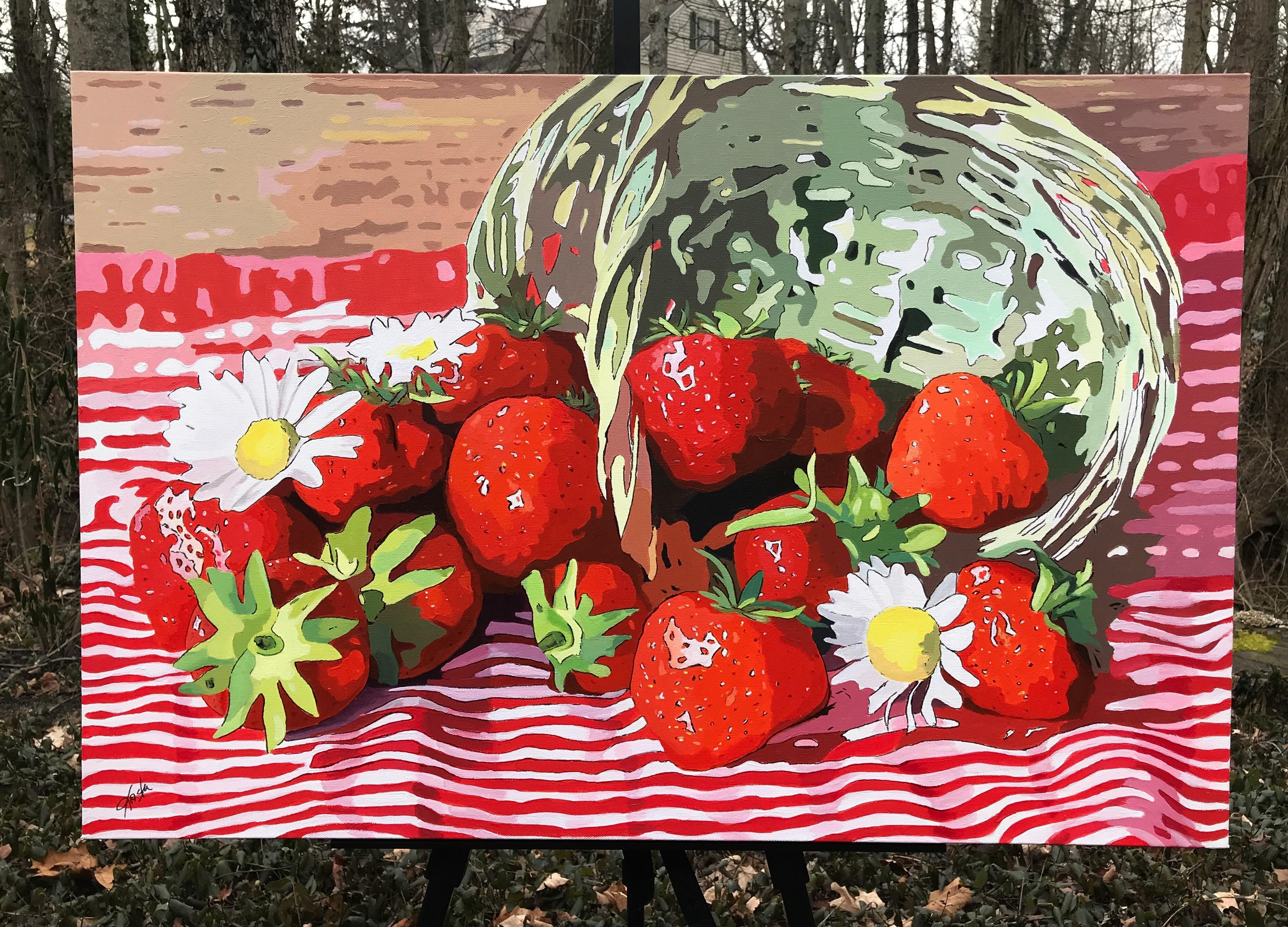 strawberry acrylic painting