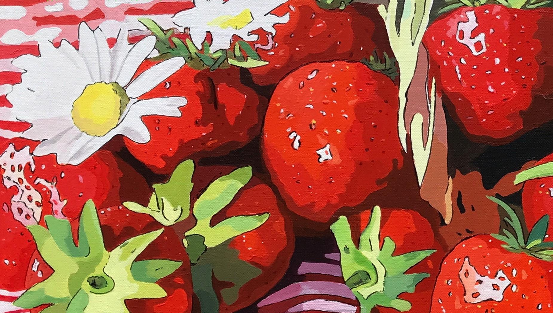 peinture panier de fraises