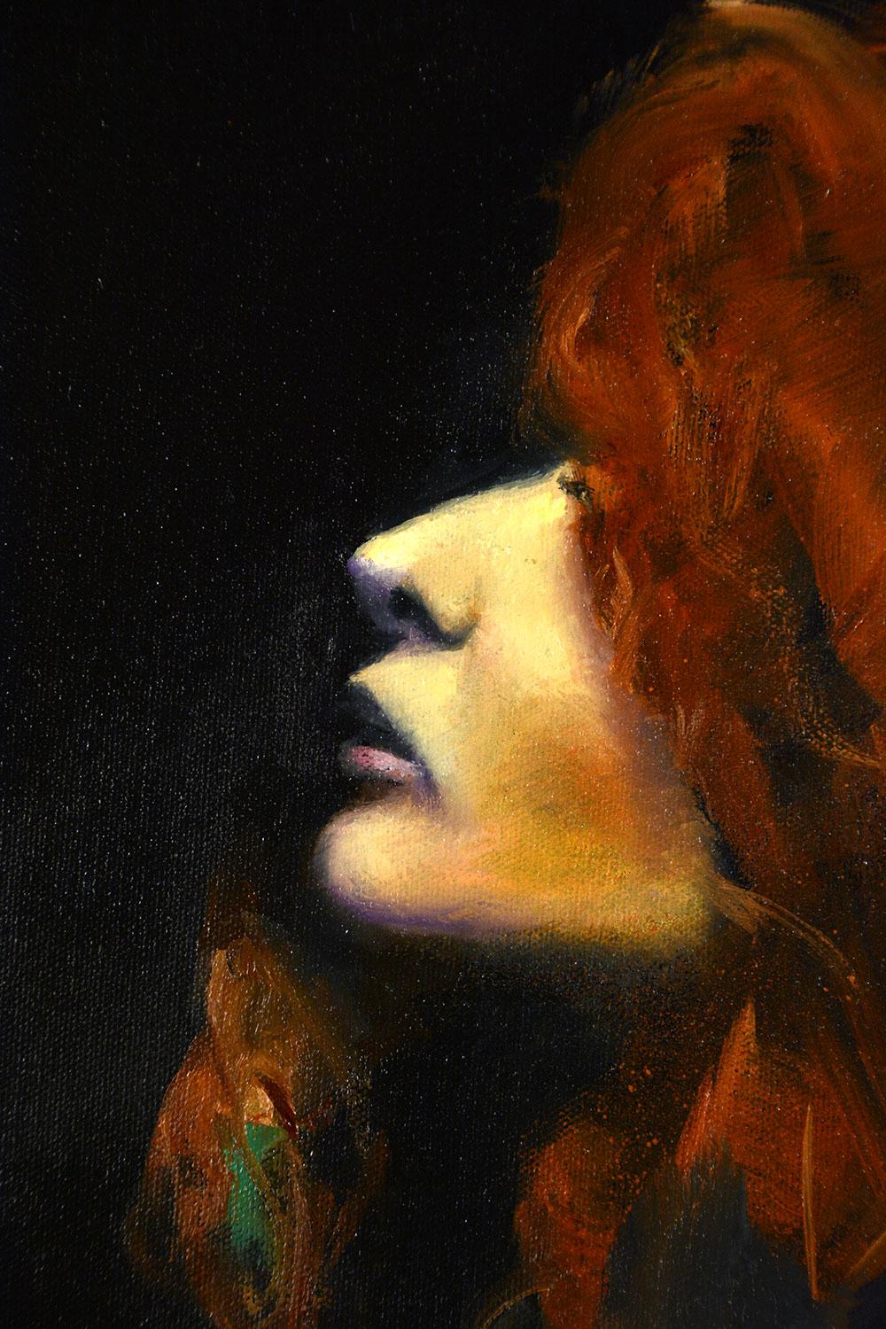 Woman with Red Hair, Oil Painting - Abstract Expressionist Art by Gary Leonard