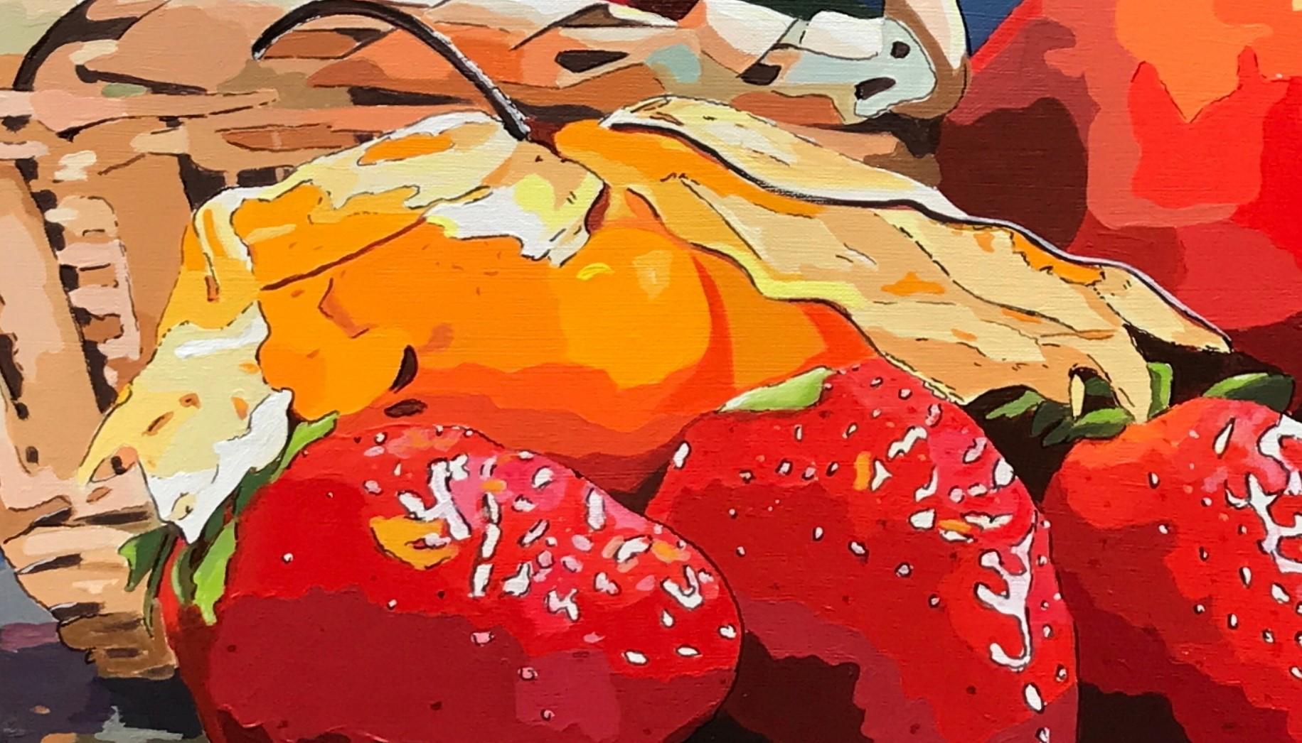 peinture panier de fraises