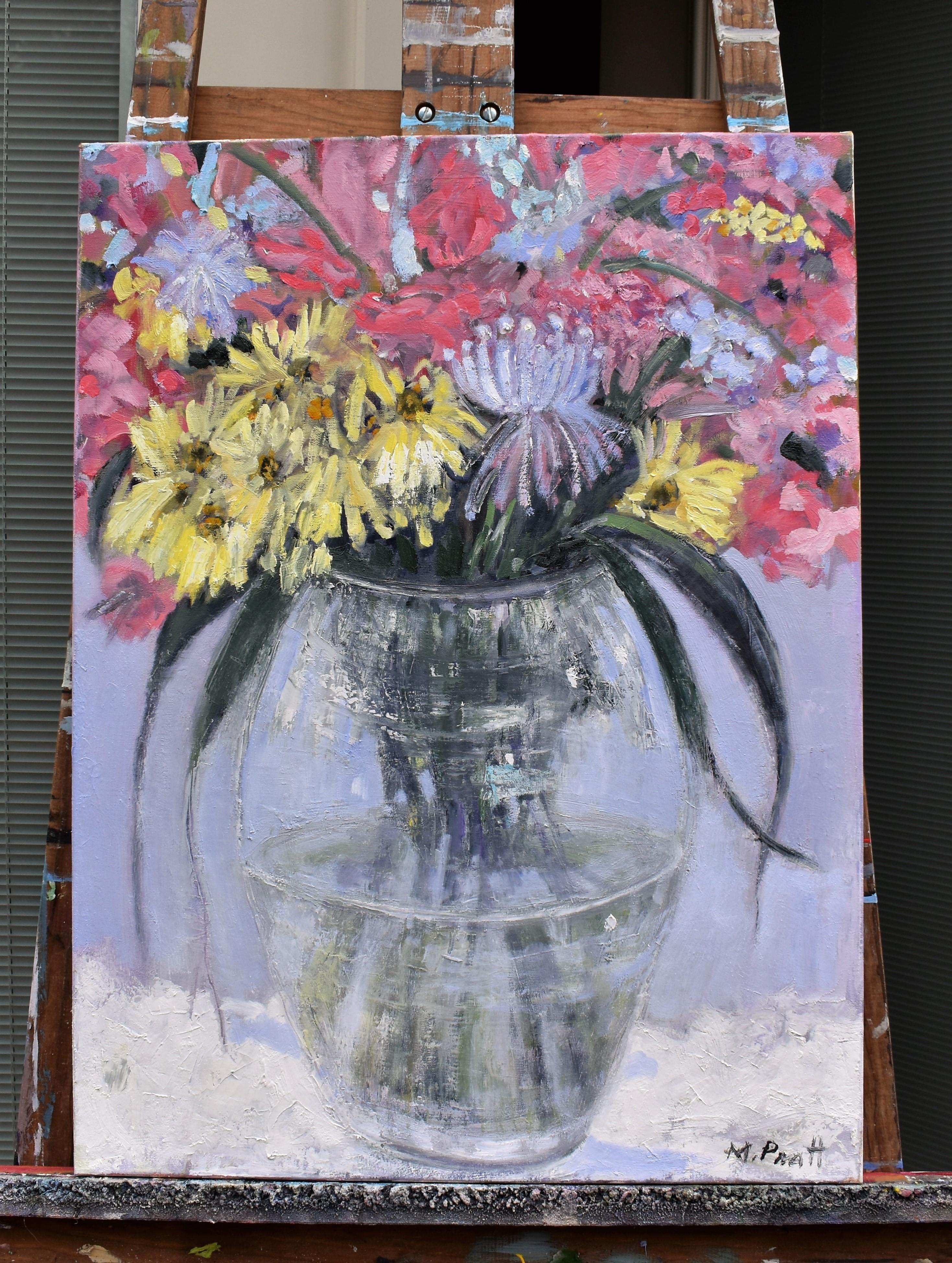 Un vaso di colori, Pittura a olio - Painting Impressionismo astratto di Mary Pratt