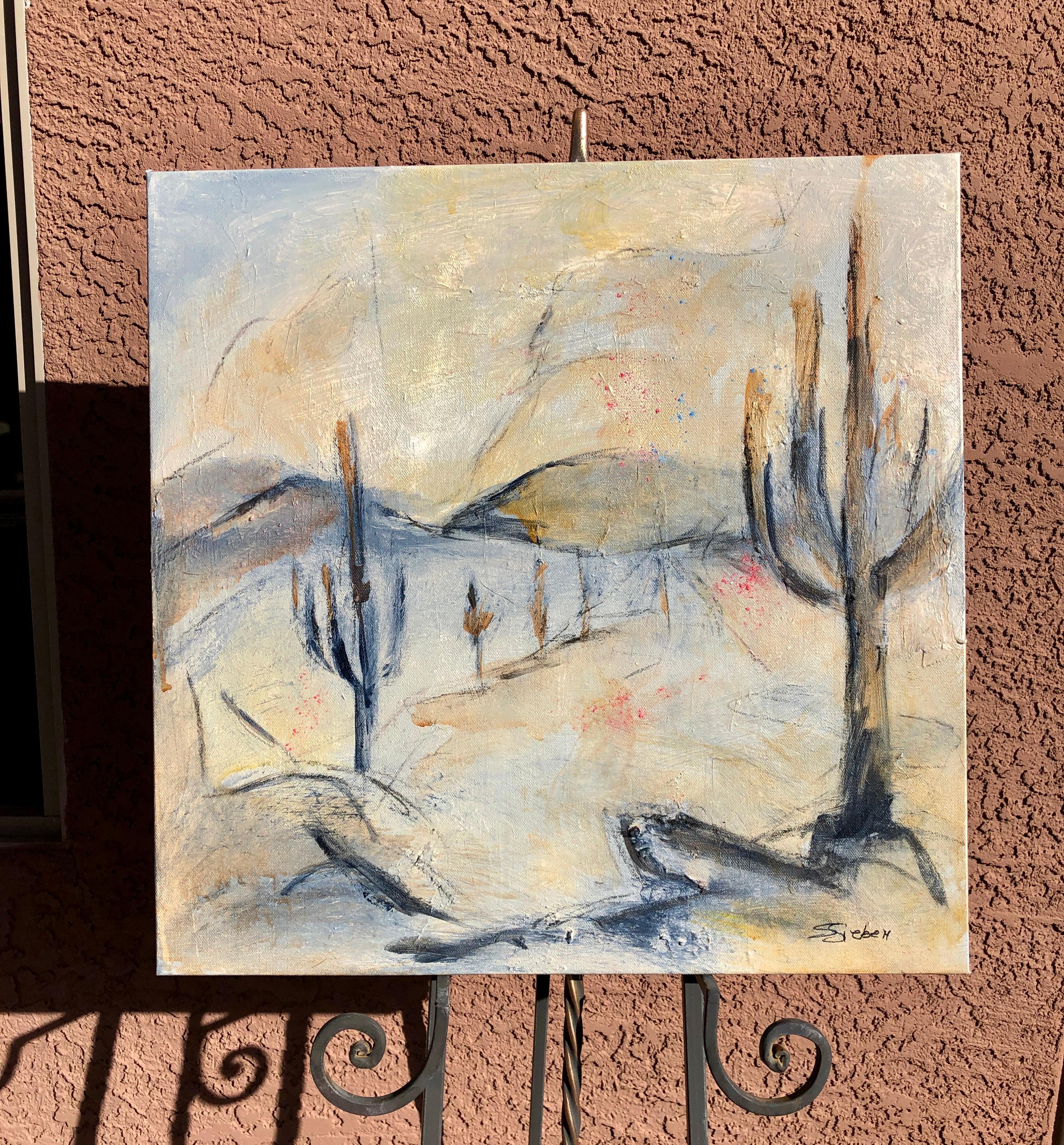 <p>Artist Comments<br>Artist Sharon Sieben depicts the tall giants of the Sonoran Desert. Swift brushstrokes reveal the hot and arid landscape with steep dunes and gentle slopes. Brawny saguaros stand solid on the sand creating subtle shadows around