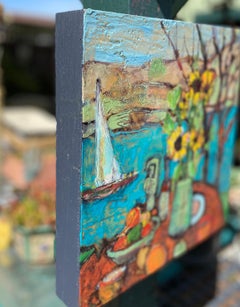 Sunflowers on the Water, Oil Painting