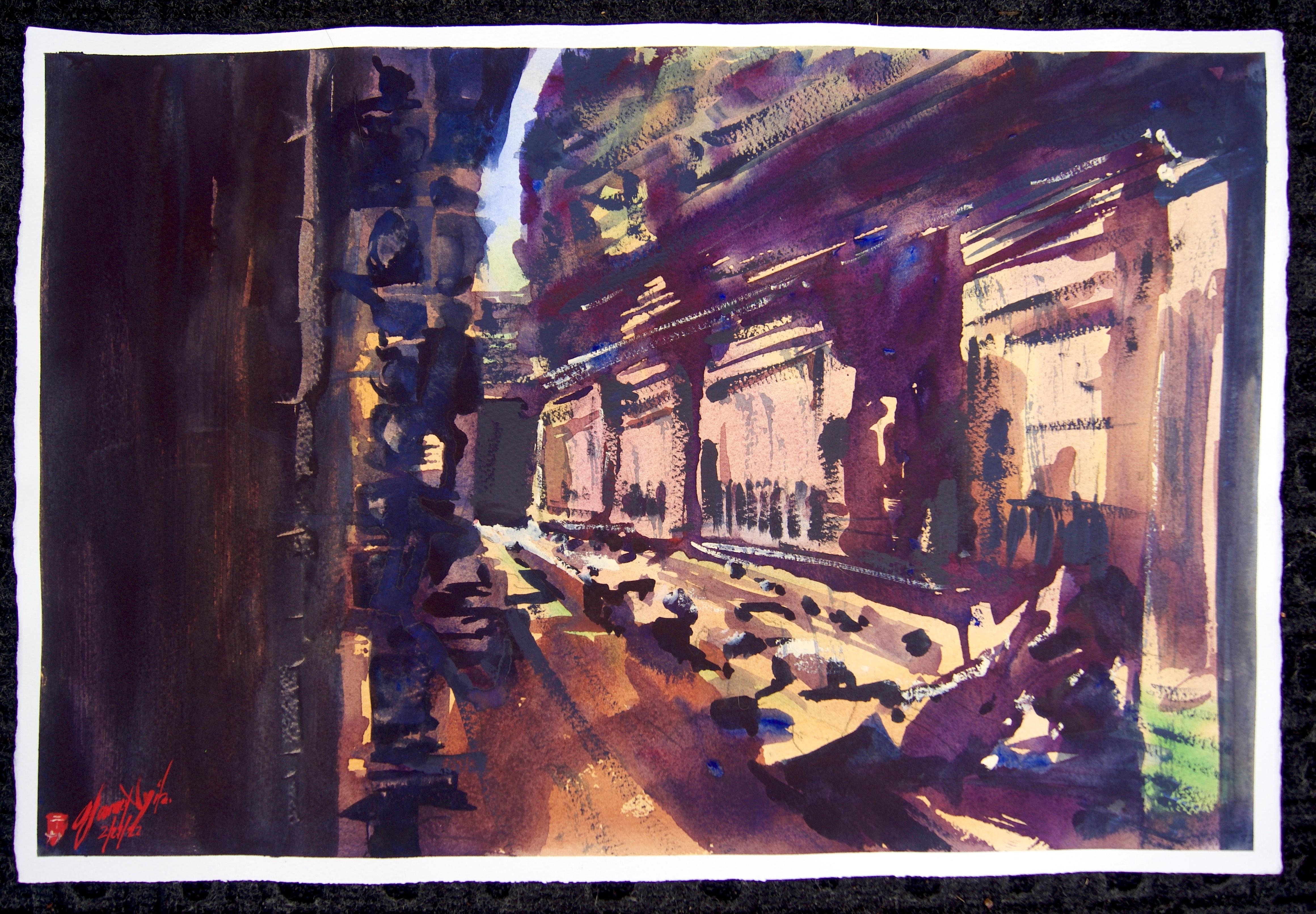 Alleyway, Peinture Originale - Expressionnisme abstrait Art par James Nyika