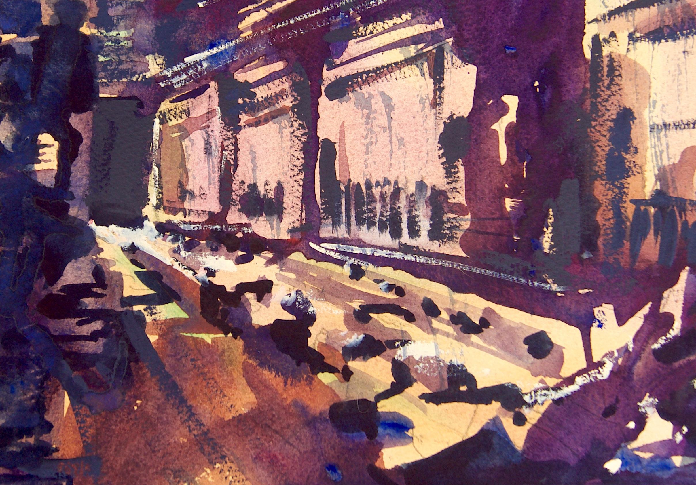 Alleyway, Peinture Originale - Noir Interior Art par James Nyika