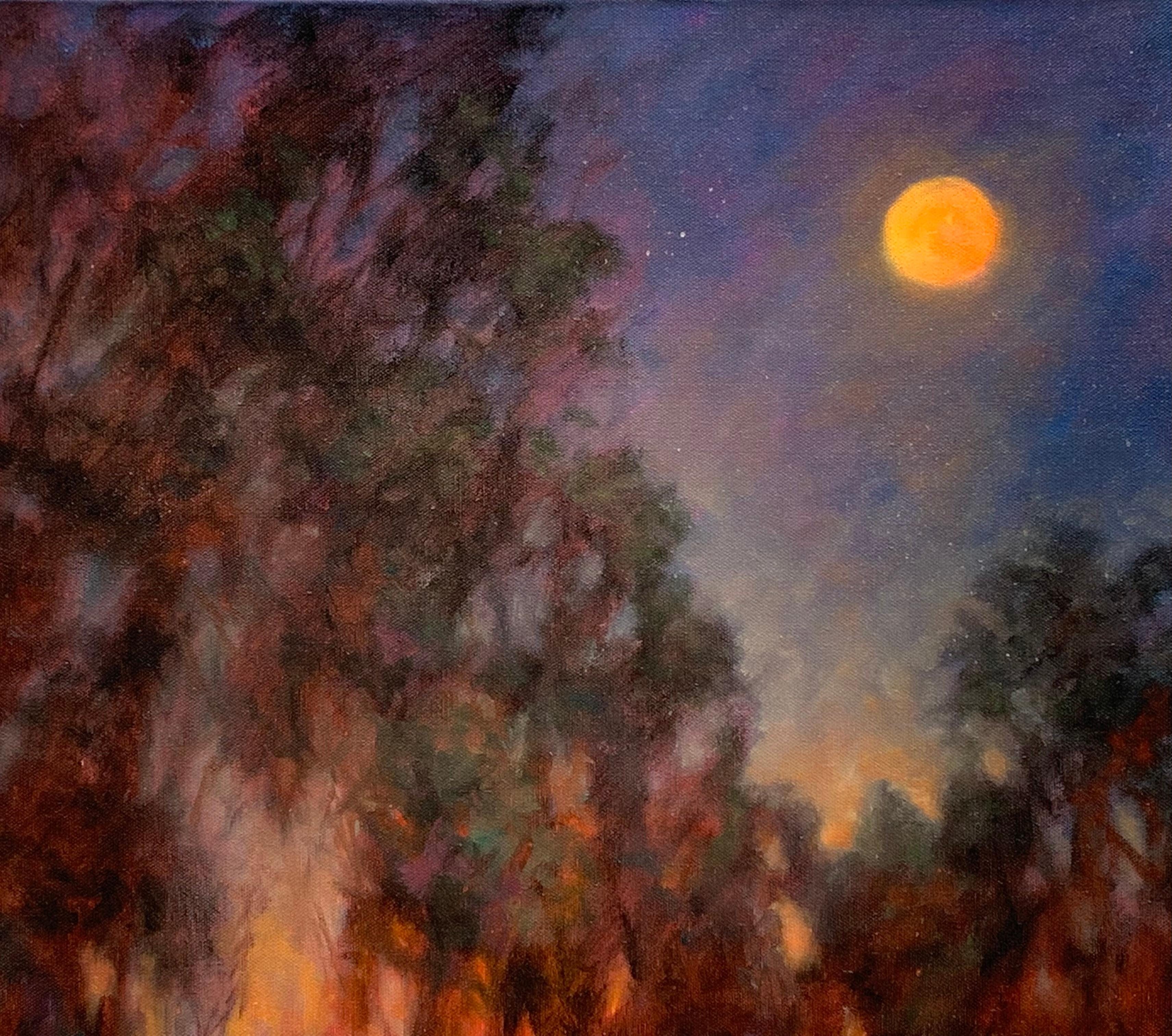 Midnight Blaze, Oil Painting - Abstract Impressionist Art by Janet Triplett