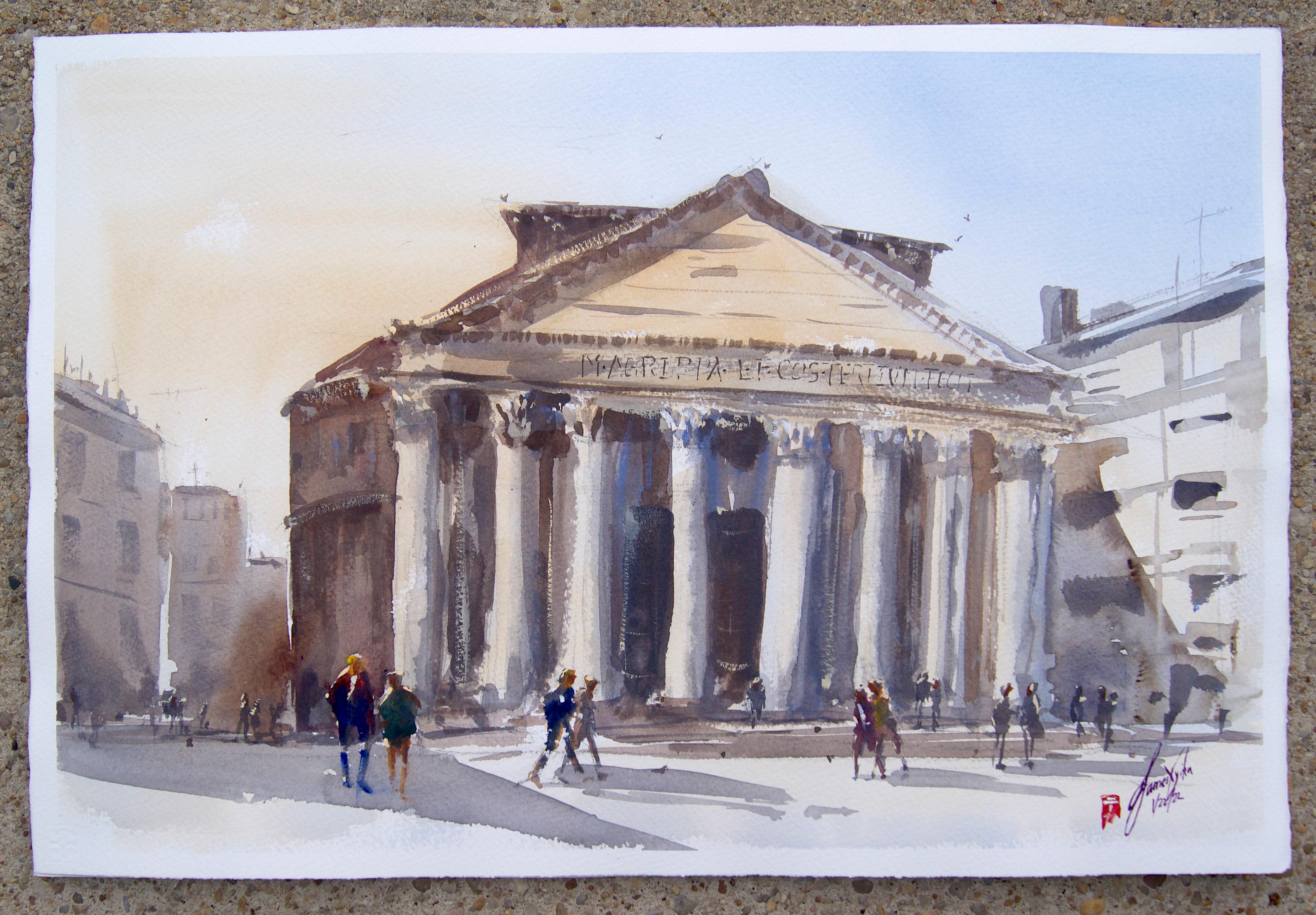 Morning at the Pantheon, Originalgemälde (Abstrakter Impressionismus), Art, von James Nyika