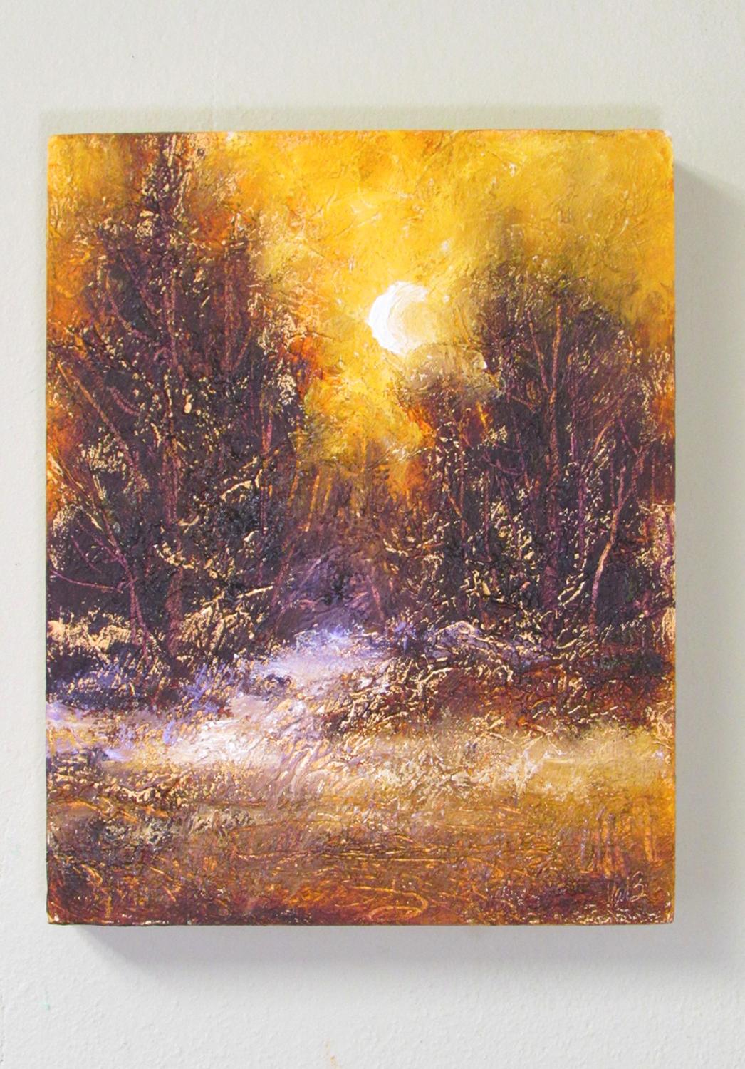 Peinture à l'huile Golden Glow - Painting de Valerie Berkely