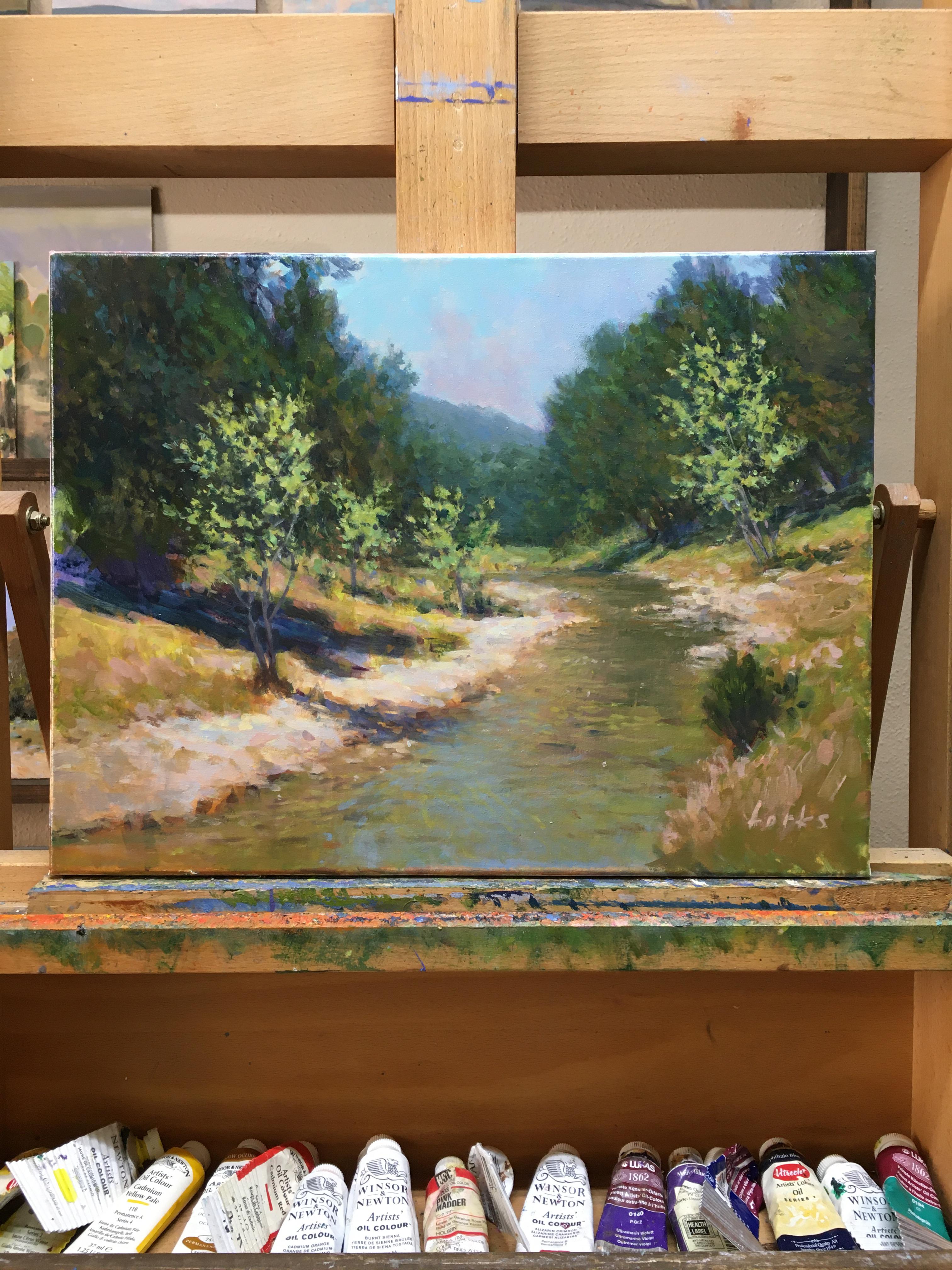 Creek, peinture originale - Impressionnisme abstrait Painting par David Forks