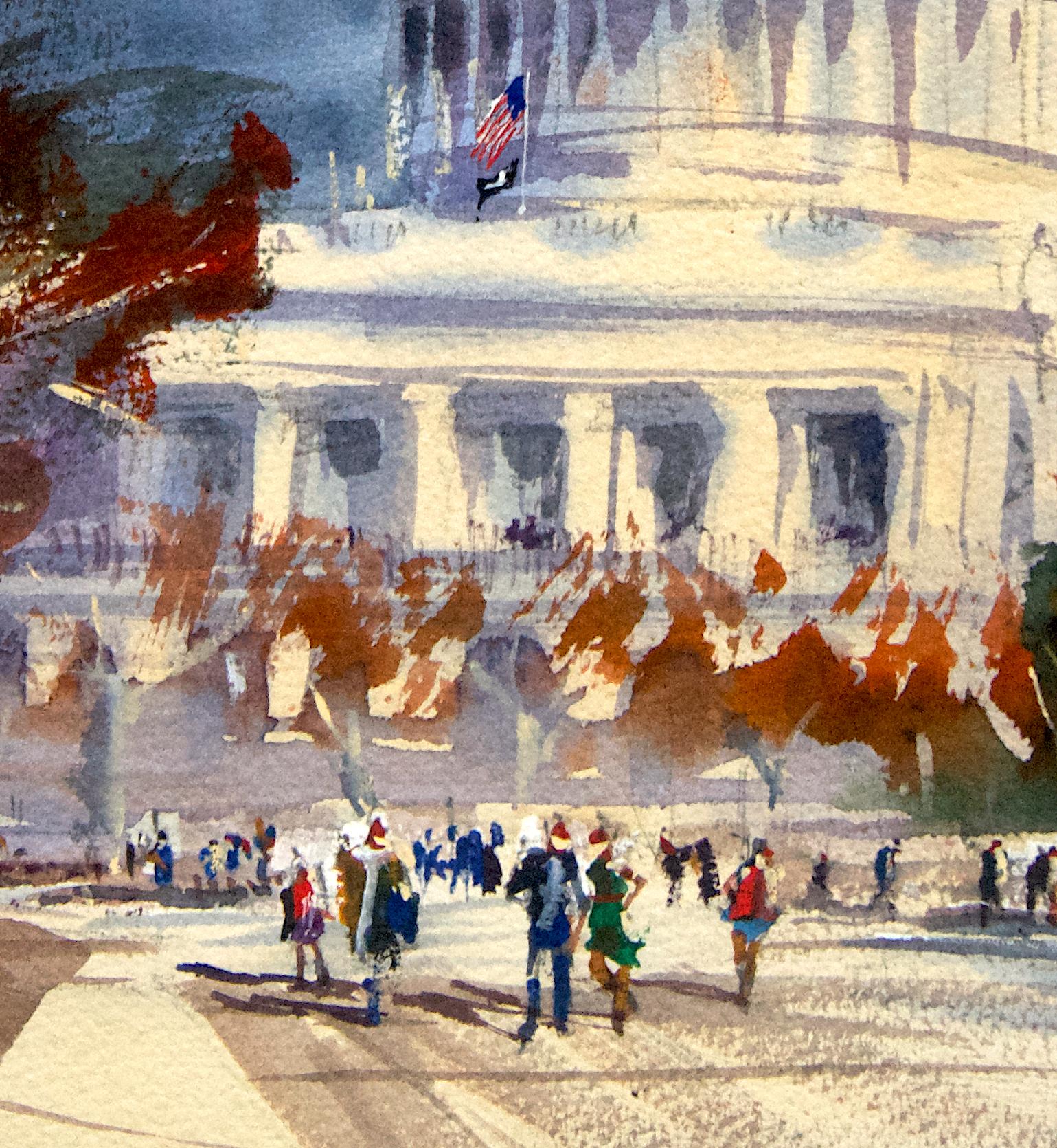 Capitol Afternoon, Originalgemälde (Grau), Interior Art, von James Nyika
