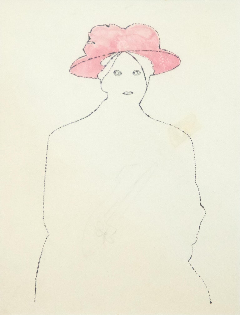 Andy Warhol Figurative Art - Woman in a Pink Hat