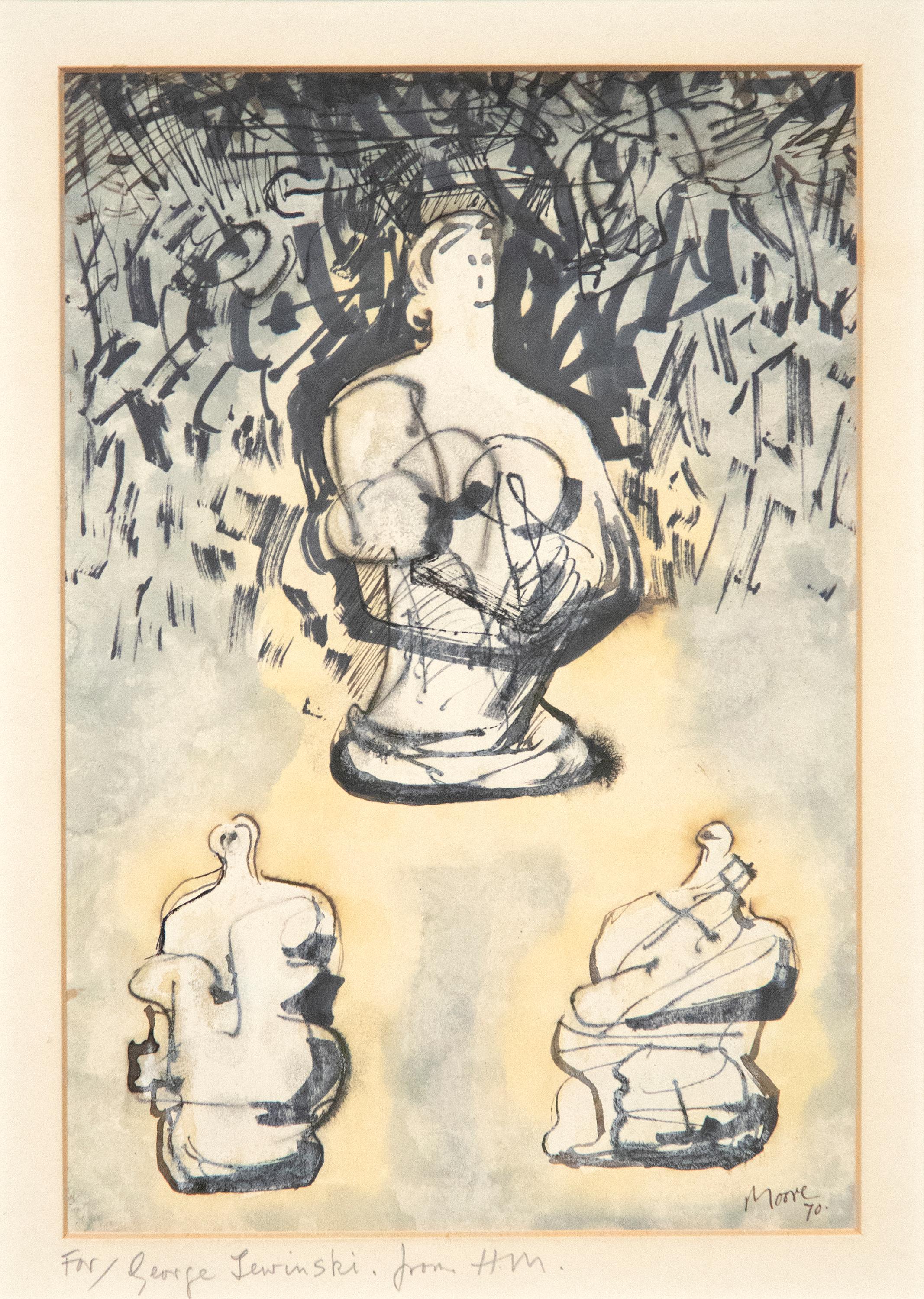 Henry Moore Figurative Art – Bildhauerei-Motive