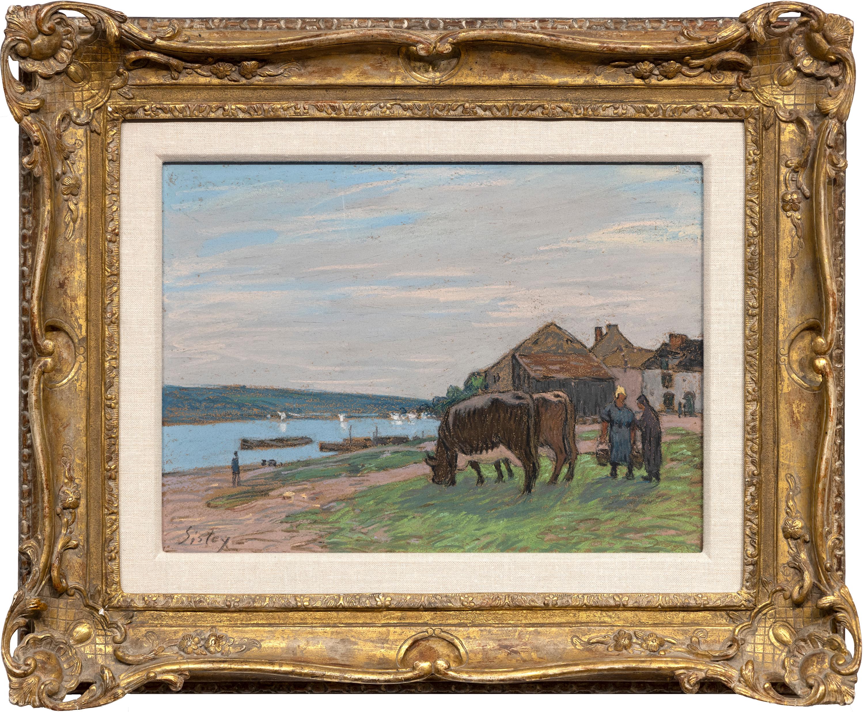 Alfred Sisley Animal Art - Vaches au paturage sur les bords de la Seine