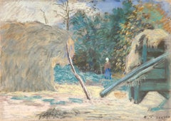 Paysage avec batteuse a Montfoucault