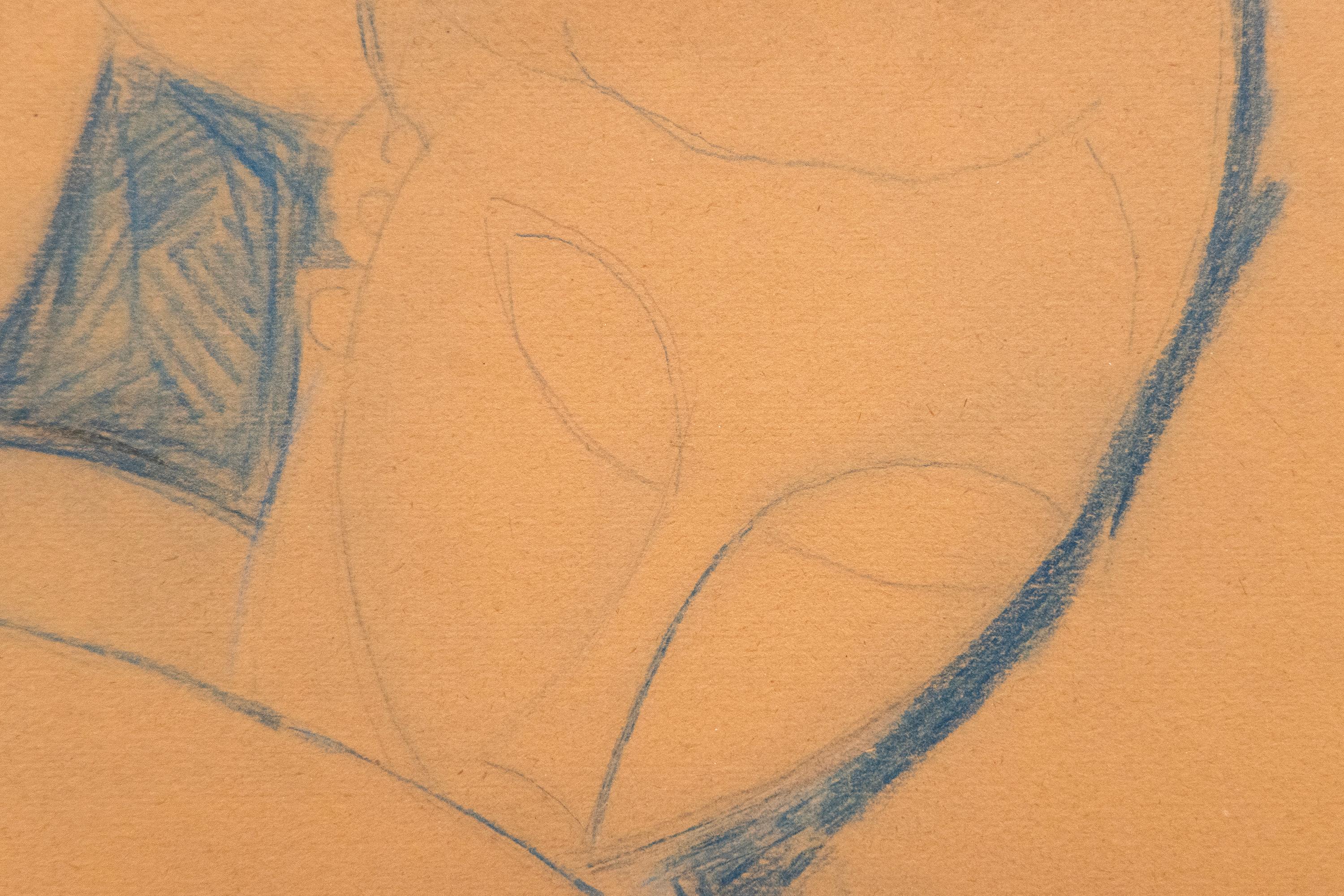 Kariatid (Orange), Figurative Art, von Amedeo Modigliani