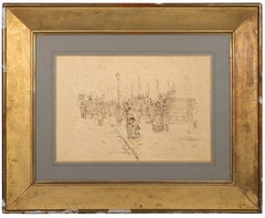 Sunday Near St Philippe du Roule - ink on paper street scene, 1880