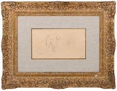 Two Workers in the Workfield - Impressionist Pencil Study Drawing