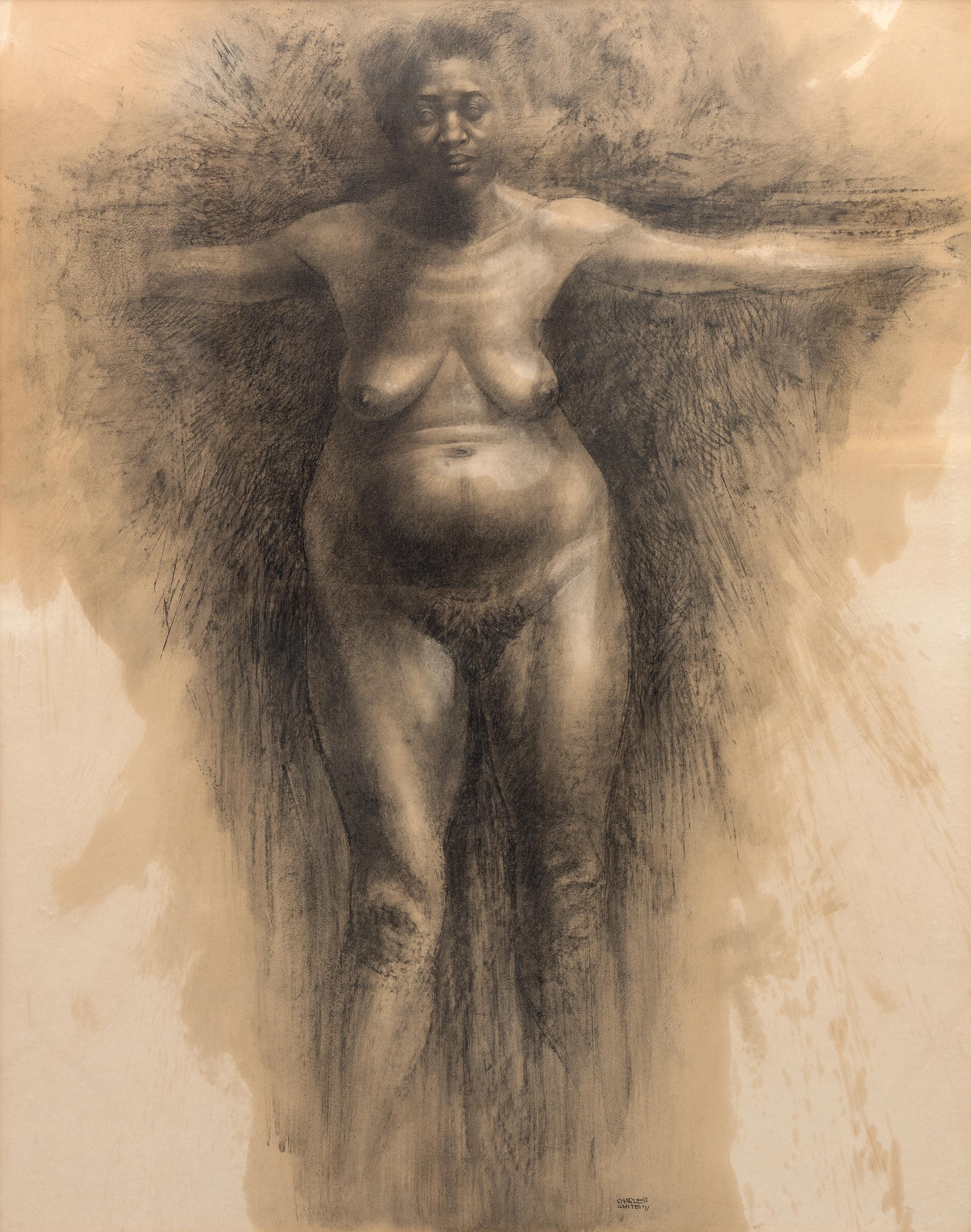 Charles White Figurative Art - Patience Y - American Figurative Nude, Work on Paper, 1971