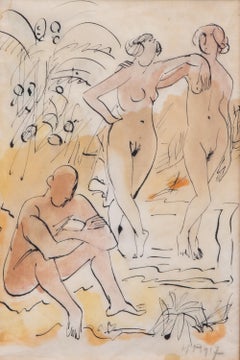 Étude de trois personnages (Study of Three Figures) - Œuvre figurative sur papier