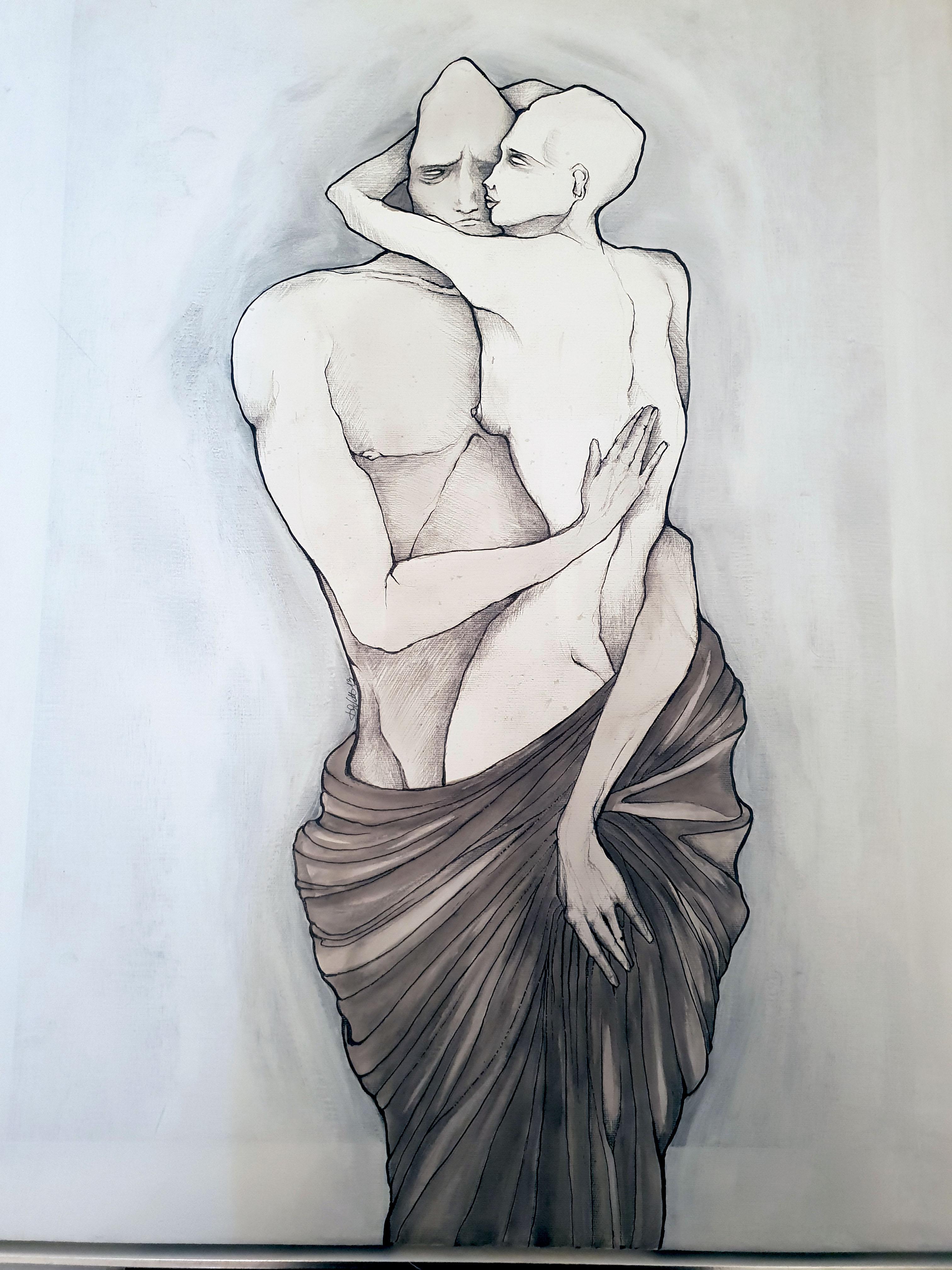 Teoria della solitudine by Daniele Davitti - Ilustration Painting of a Couple 5