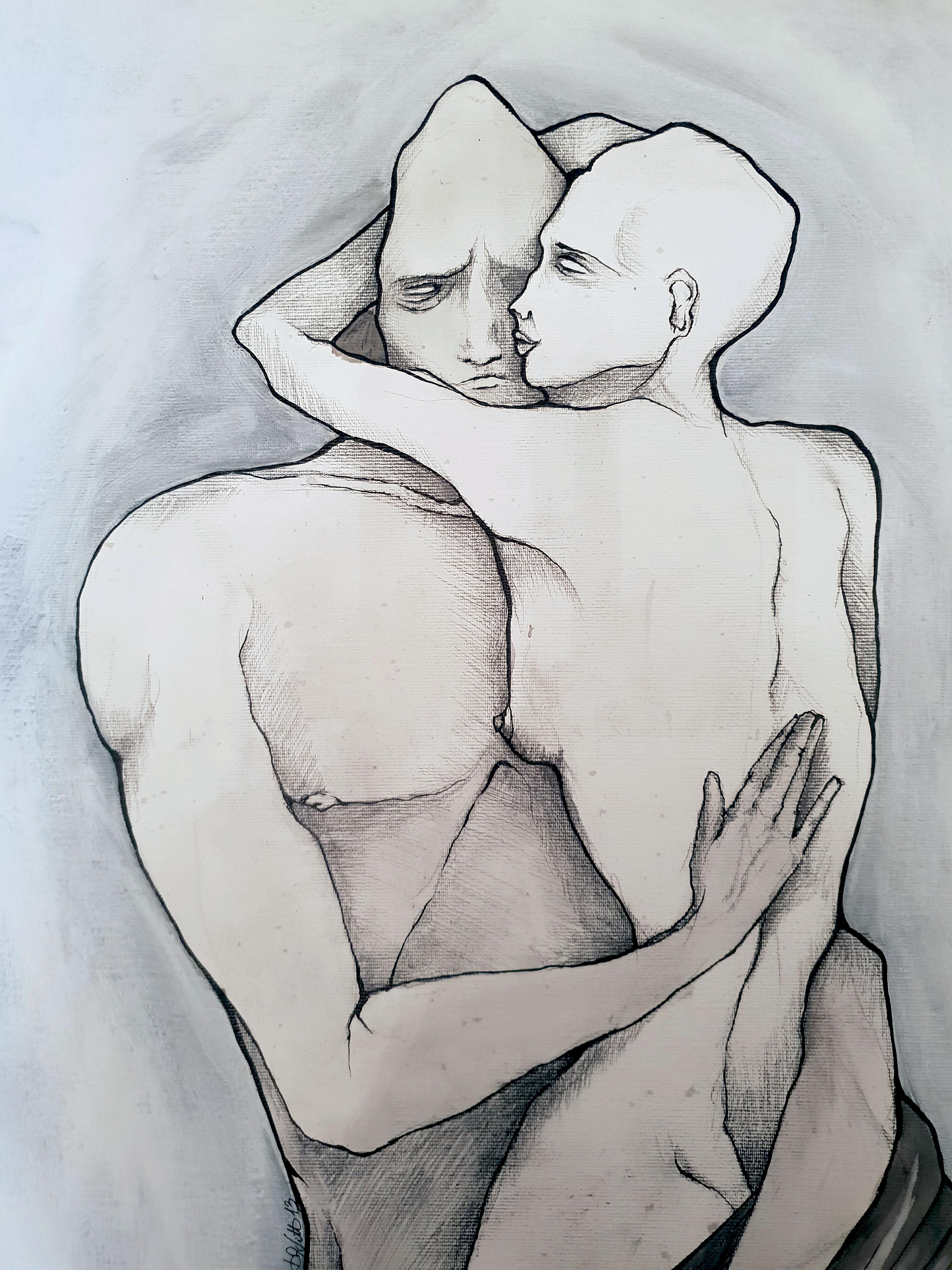 Teoria della solitudine by Daniele Davitti - Ilustration Painting of a Couple 3