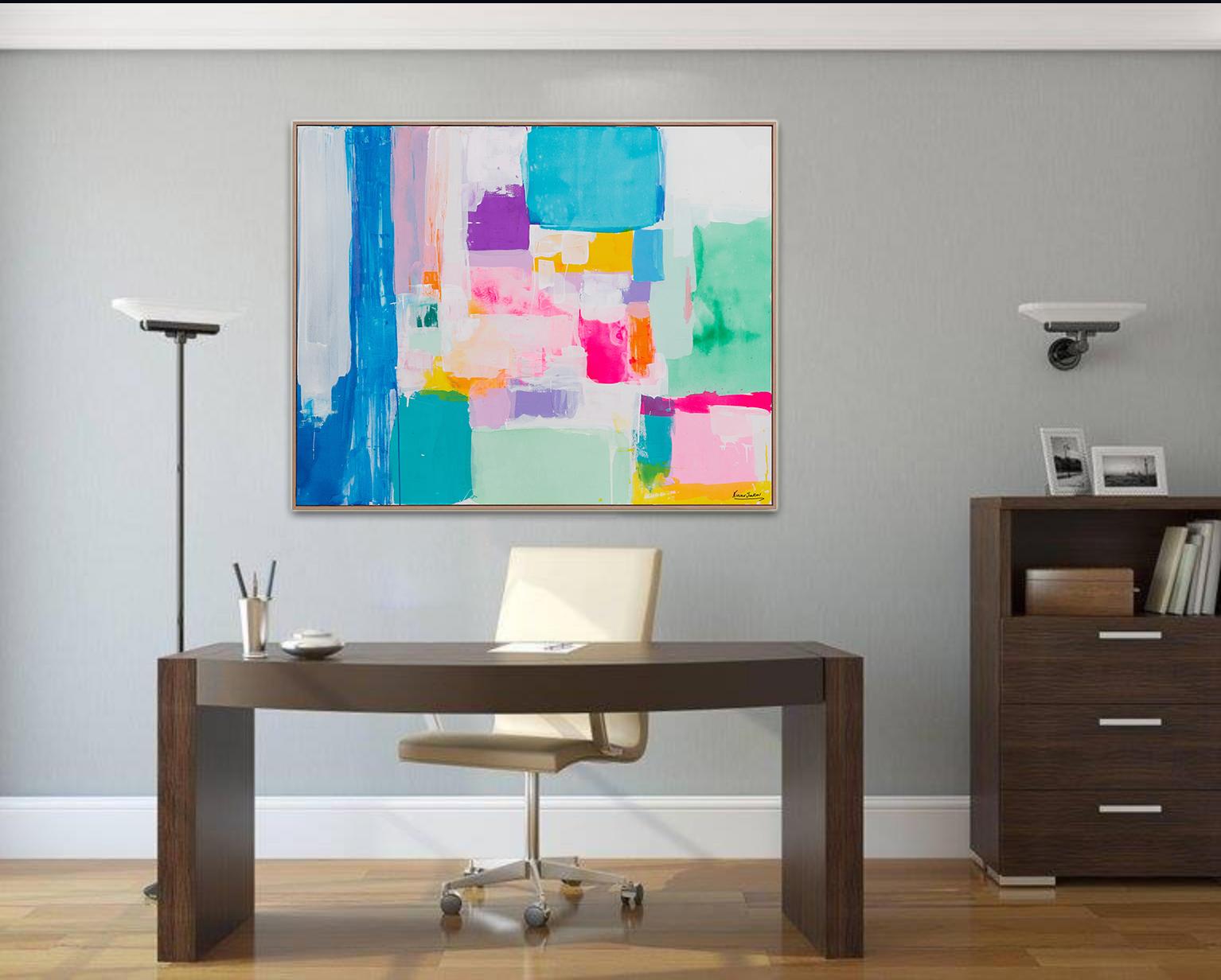 Summer days in Love by Australian artist Kirsten Jackson is a stunning contemporary piece full of bright and energetic colors. It's fits perfectly into modern and contemporary interiors adding positive vibes and colors.

Size:120 x 150