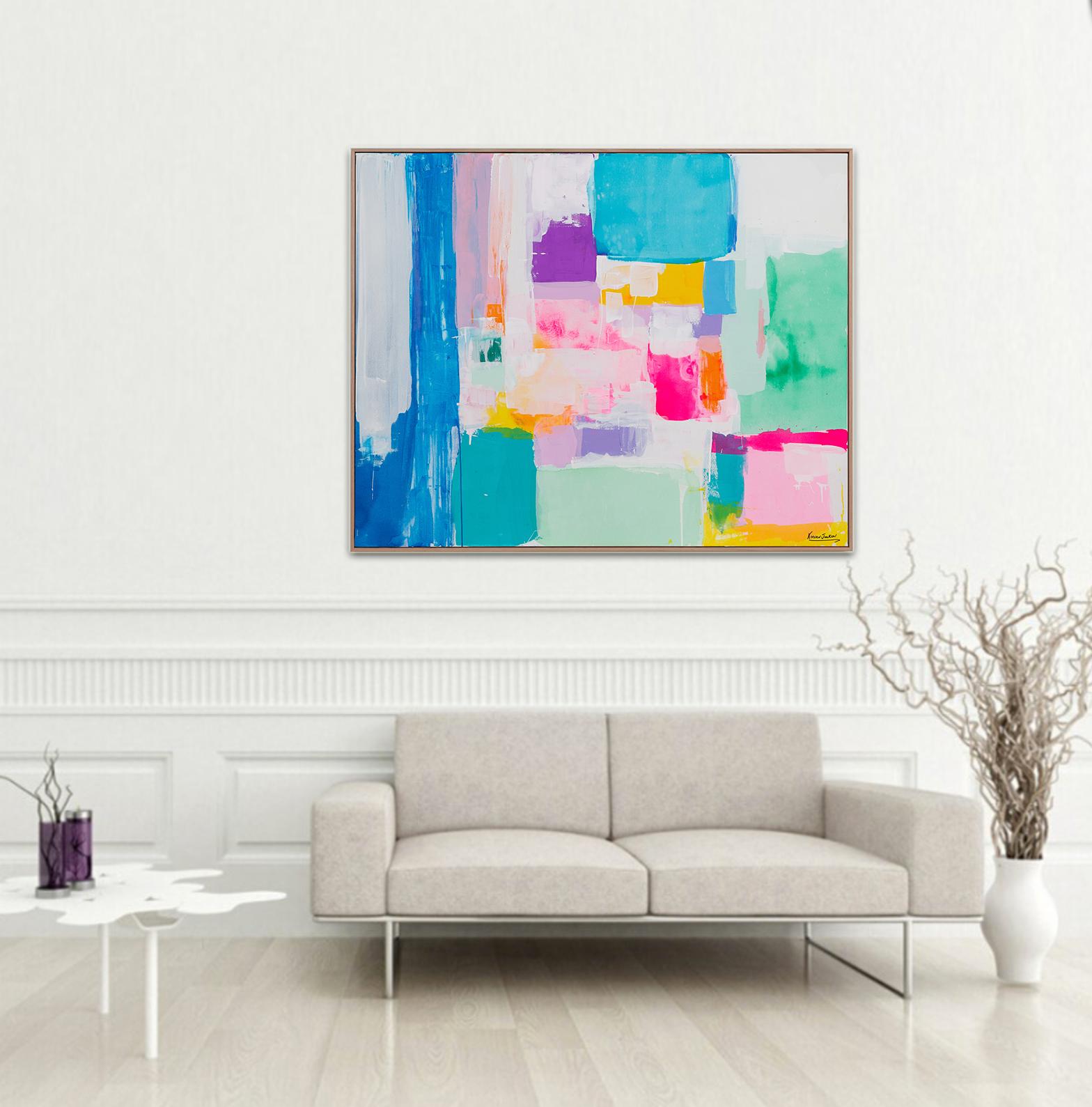 Summer days in Love by Kirsten Jackson, modern contemporary colorful abstract  1