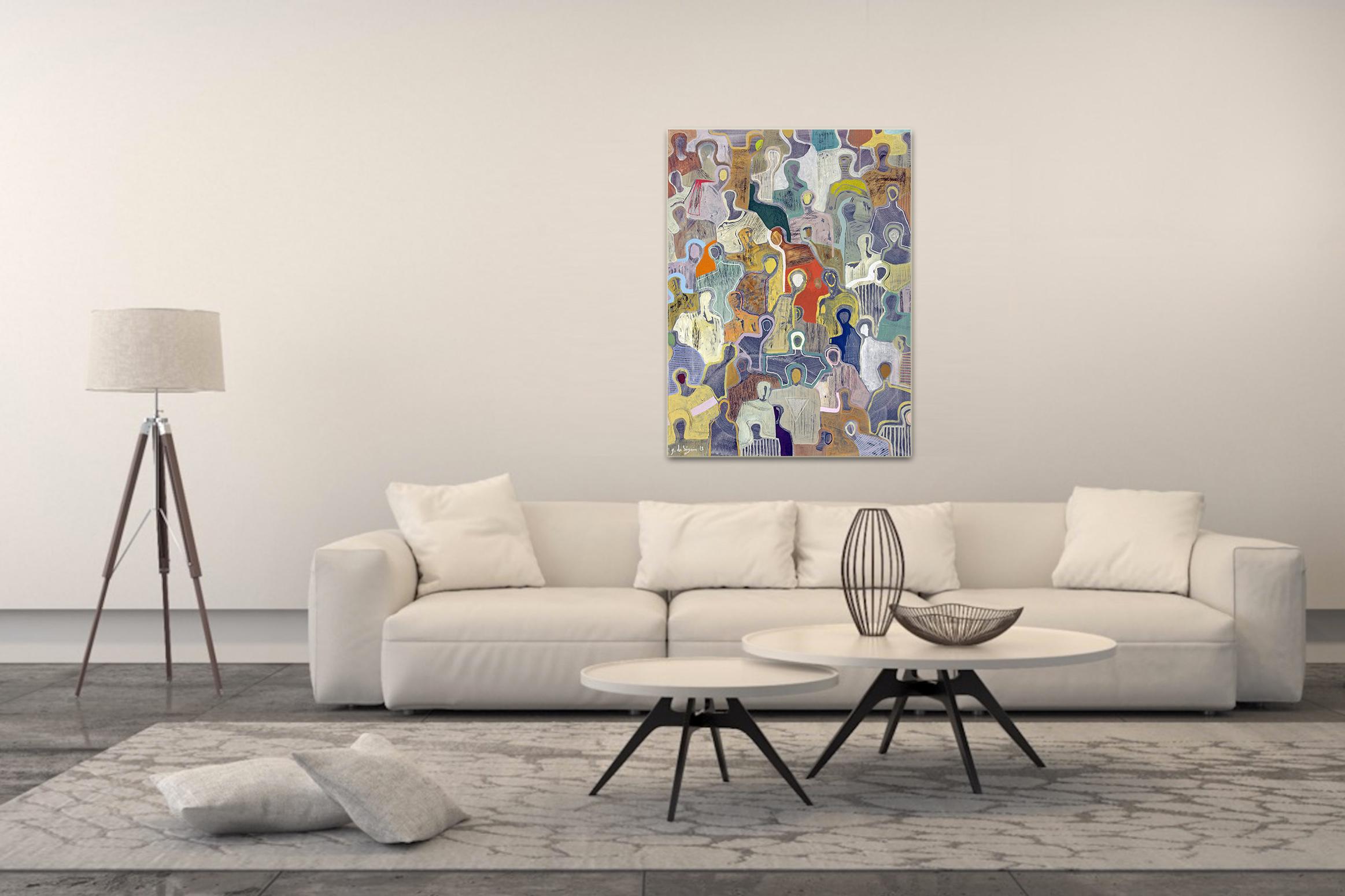 Summer of sounds by Gaetan de Seguin -colorful contemporary painting, abstract - Abstract Painting by Gaëtan de Seguin