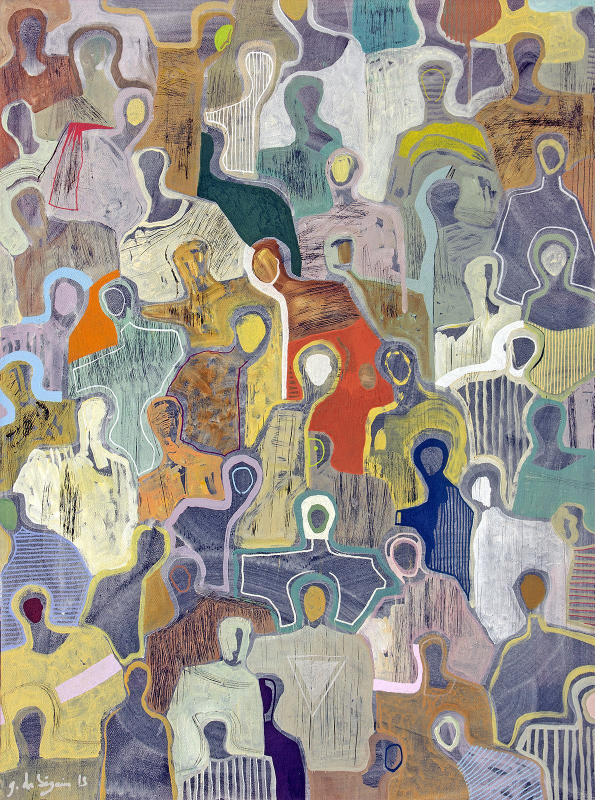Gaëtan de Seguin Abstract Painting - Summer of sounds by Gaetan de Seguin -colorful contemporary painting, abstract