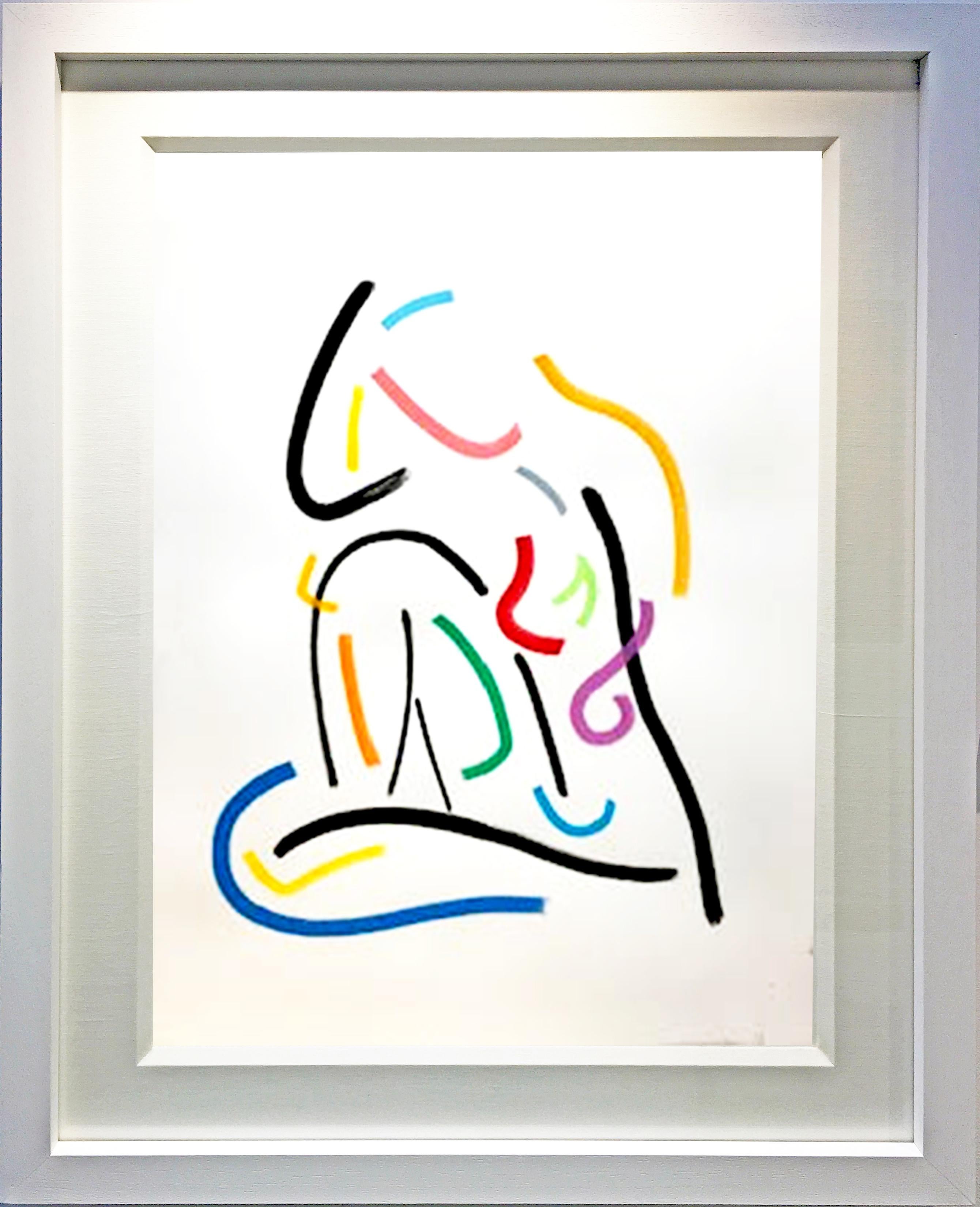 Inspired by Modigliano by Hock Tee Tan - Contemporary Figurative framed drawing