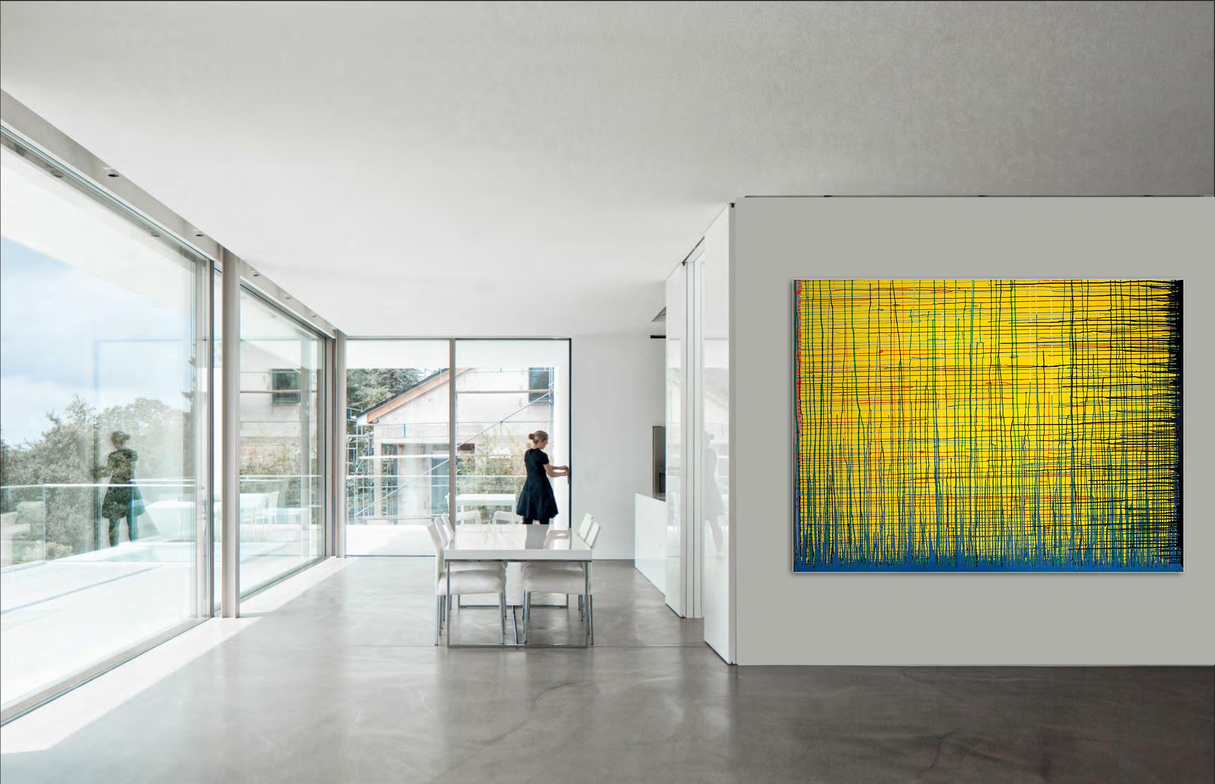 Flow Number1 von Detlef Aderhold - Großes zeitgenössisches abstraktes Gemälde, energiegeladen – Painting von Detlef E. Aderhold
