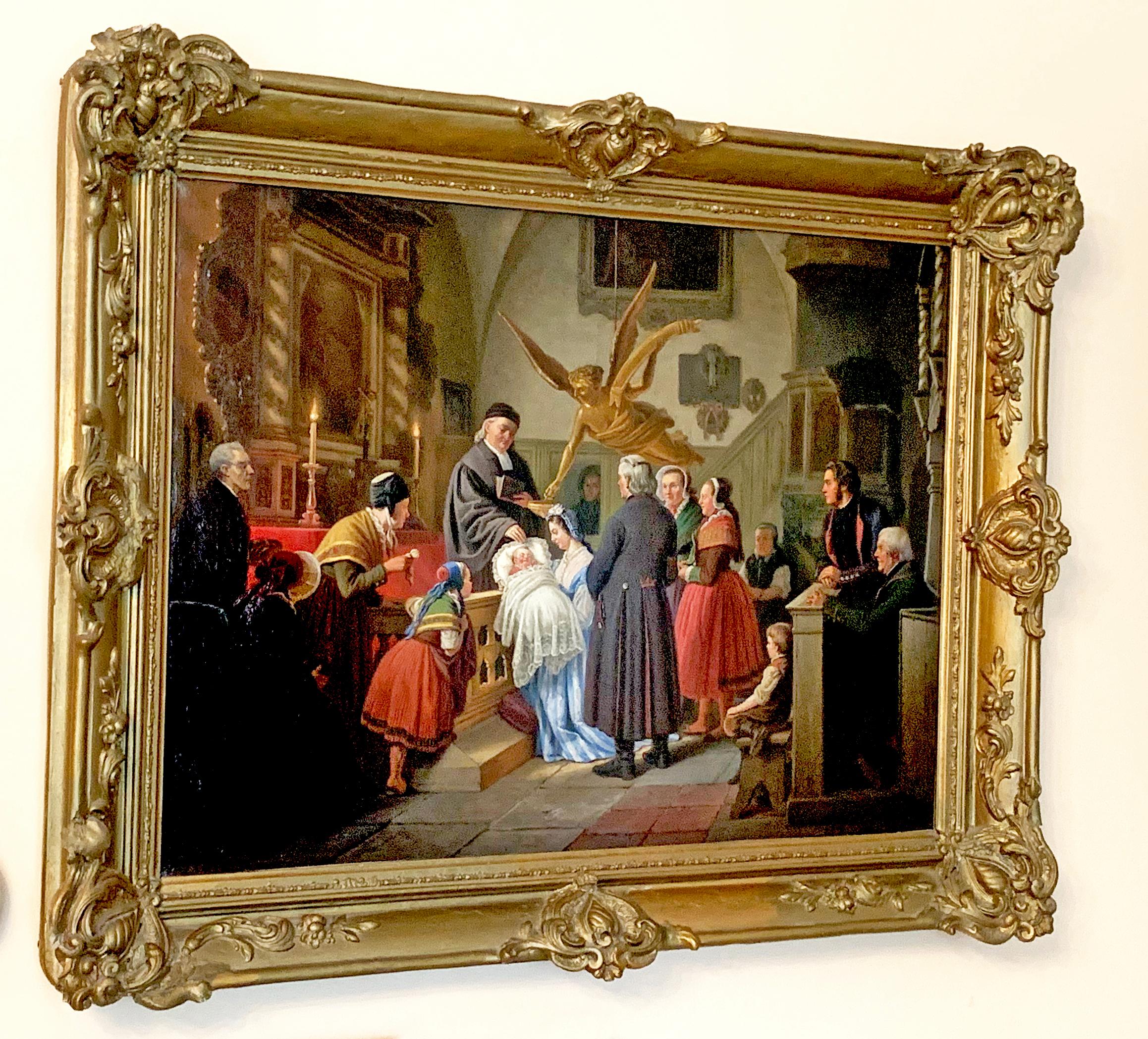 The baptism is an original oil painting by Ludwig August Most ( 1807-1883) painted in 1860. 

About the Gallery:
Folly and Muse was established in 2015 in London to find and collaborate with the most creative, talented, emerging and mid-career