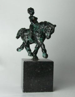 The Trotl by Helle Crawford, Bronze sculpture of a horse carrying a woman