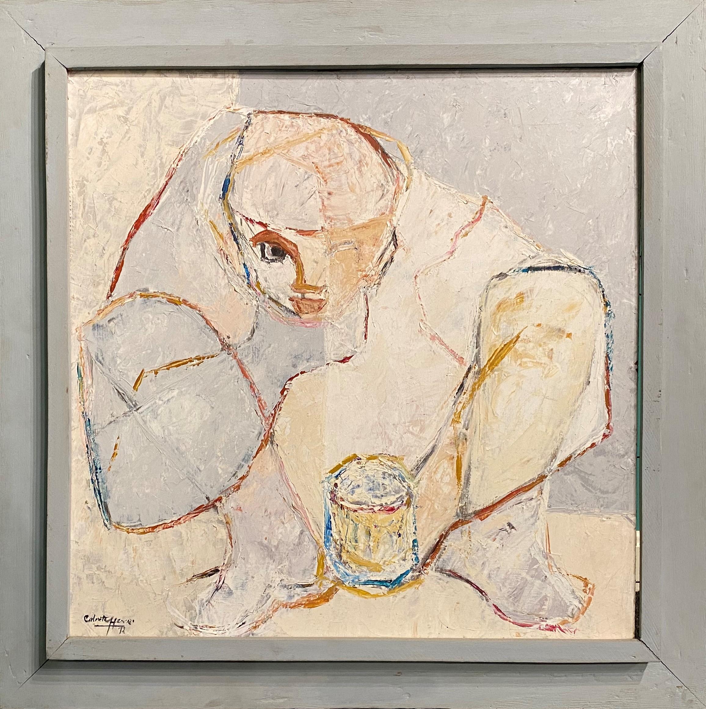 Henri Calixte Figurative Painting - Femme Au Gobelet