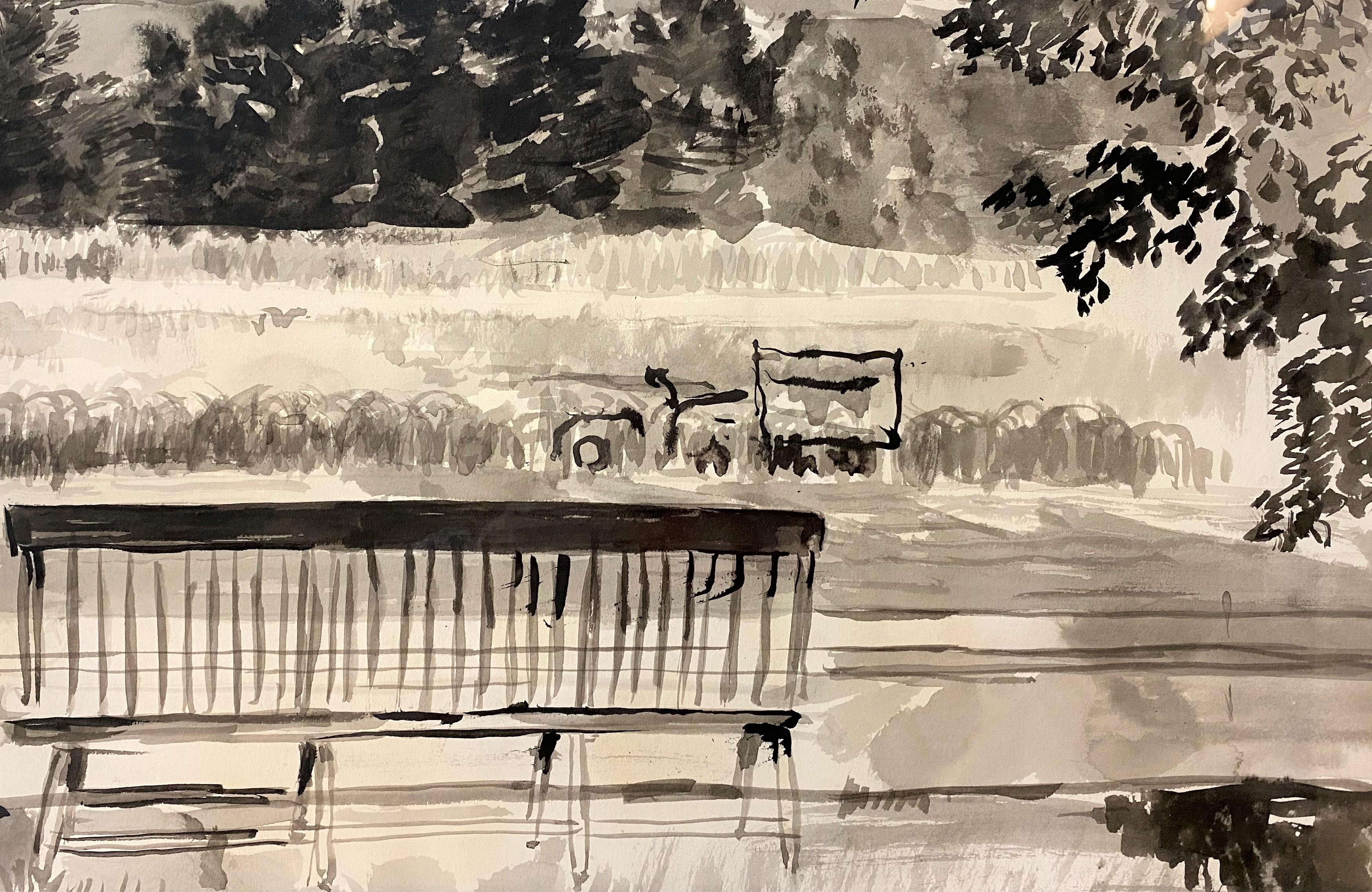 Ein schönes schwarz-weißes Aquarell des Mount Monadnock in New Hampshire des amerikanischen Künstlers Gifford Beal (1879-1956). Beal wurde in New York City geboren und studierte viele Jahre bei William Merritt Chase. Später wurde er für seine