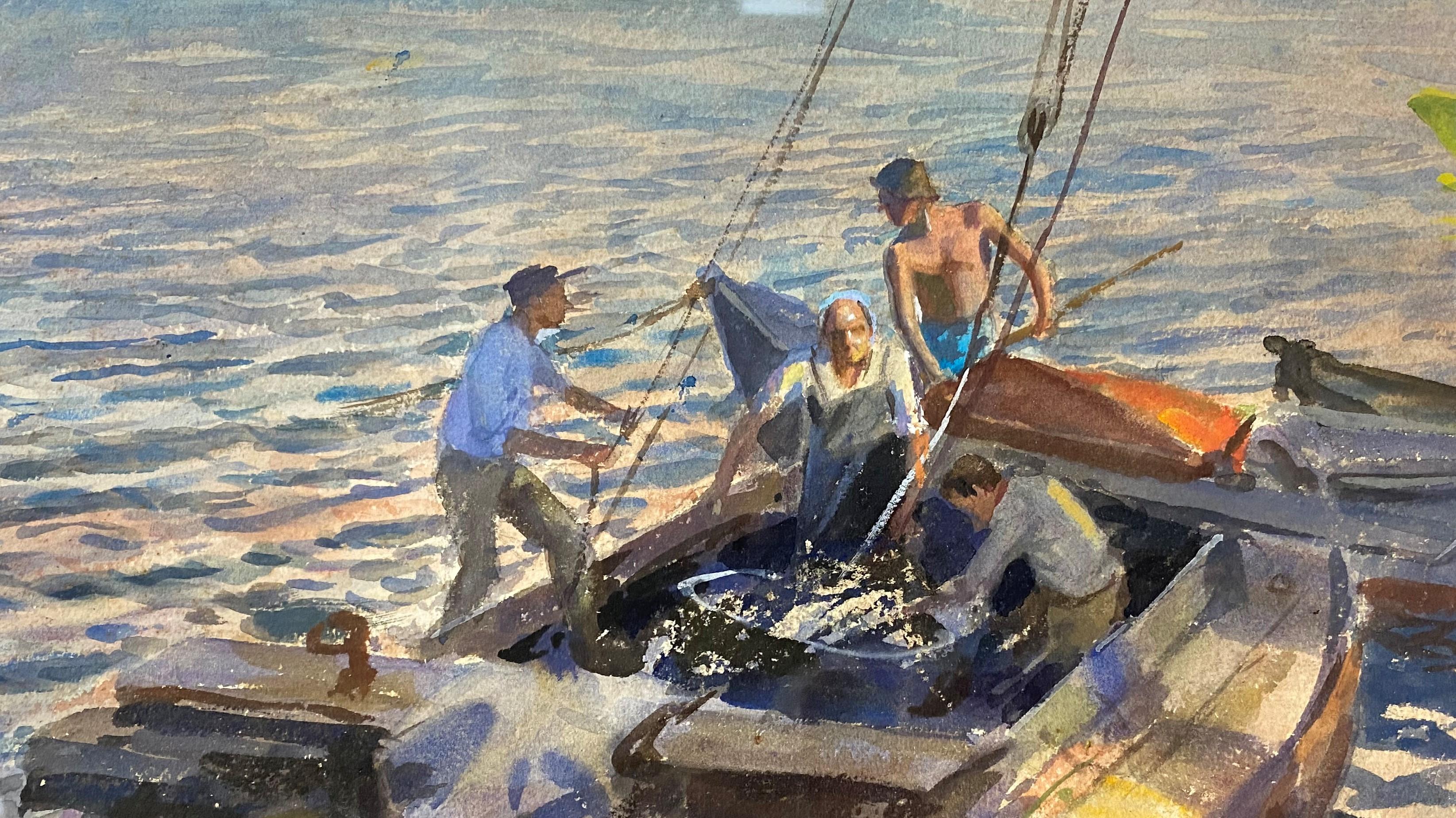 Bringing The Haul - American Impressionist Painting by John Whorf
